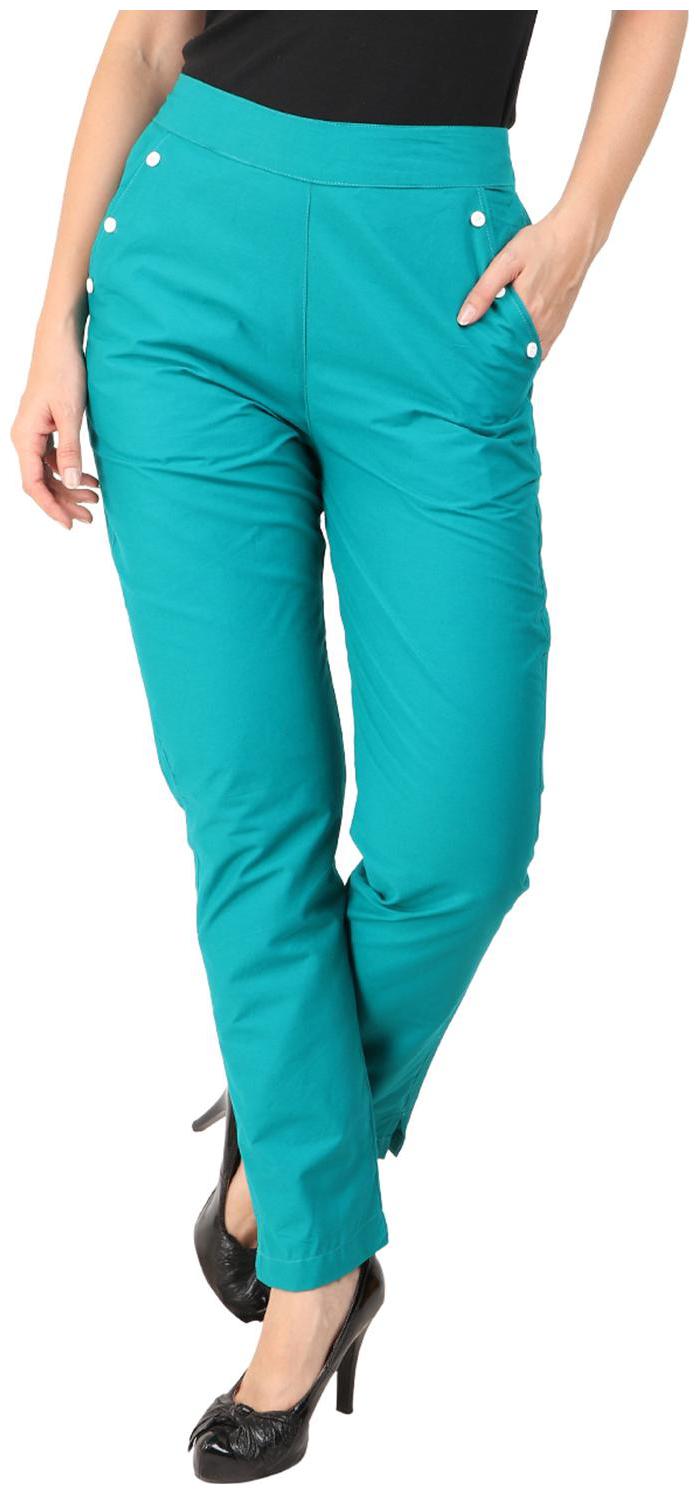

KALAKAARI Green Solid Straight Palazzo