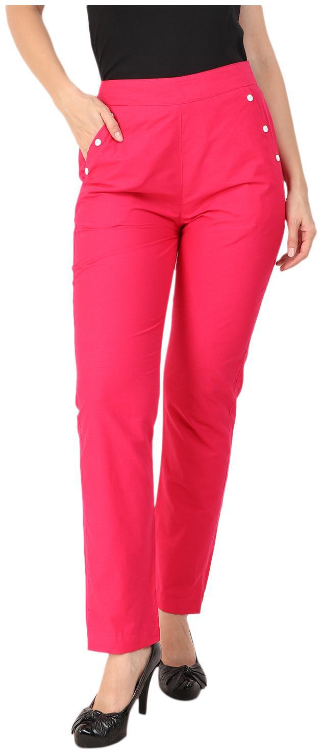

KALAKAARI Pink Solid Straight Palazzo