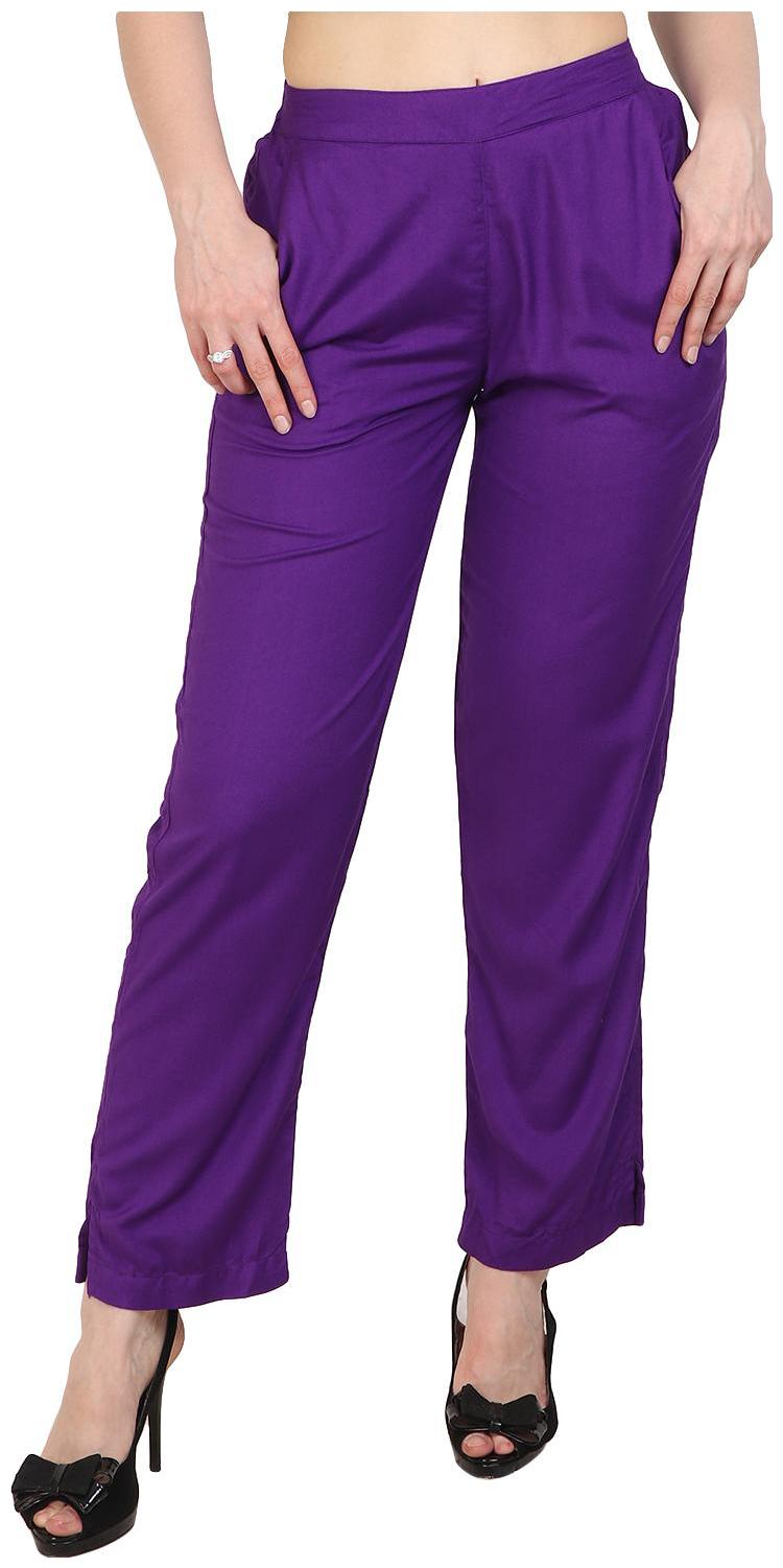 

KALAKAARI Purple Solid Straight Palazzo
