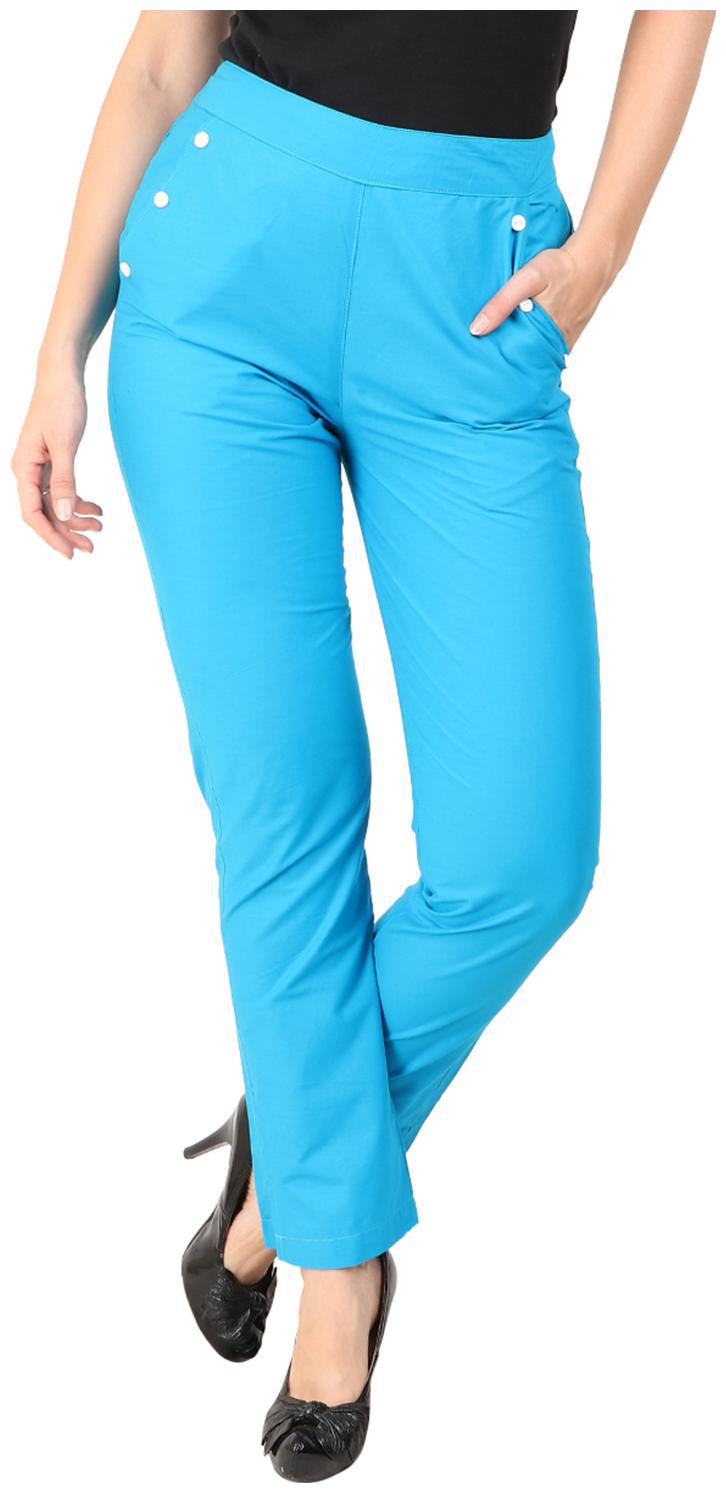 

KALAKAARI Turquoise Solid Straight Palazzo