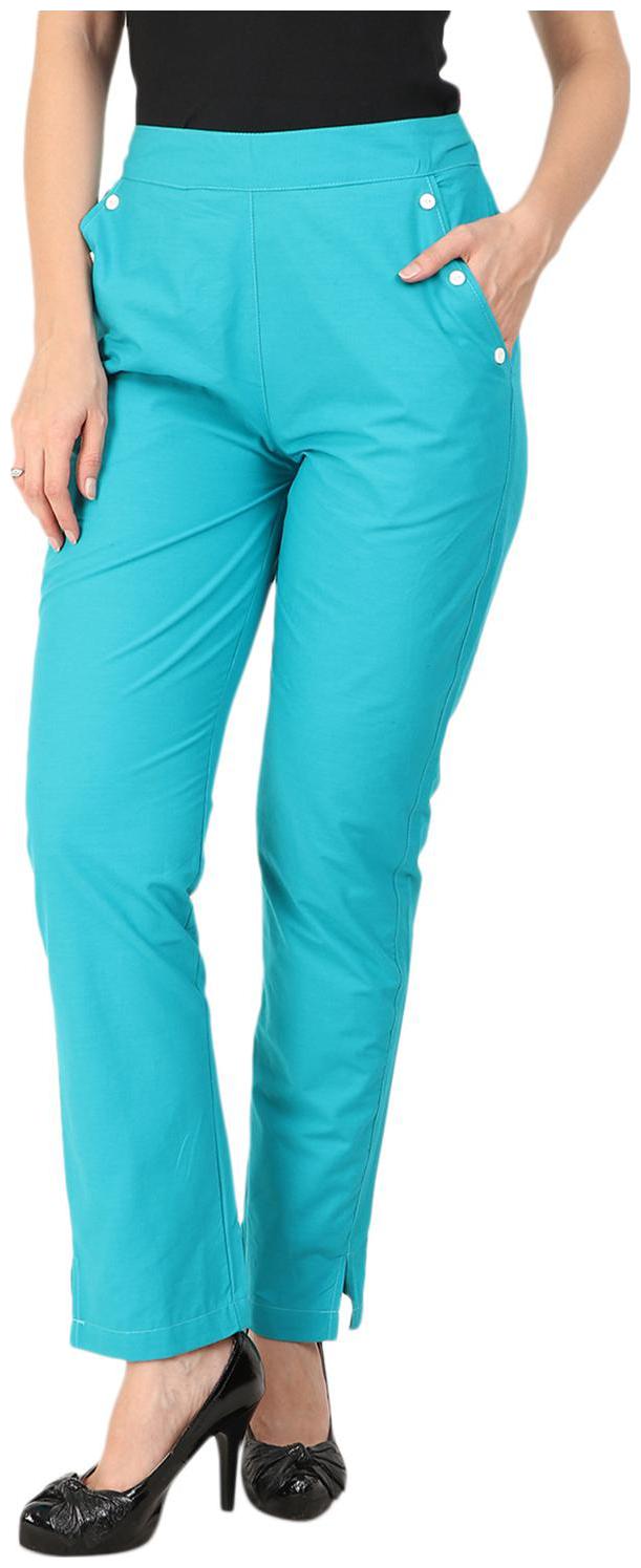 

KALAKAARI Turquoise Solid Straight Palazzo