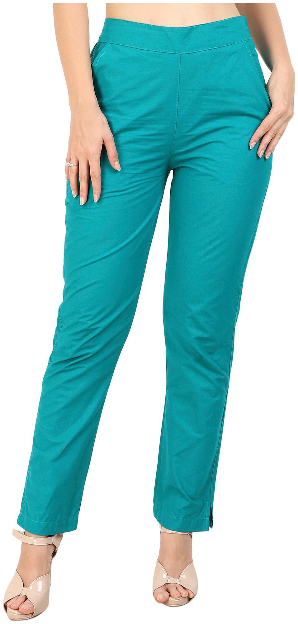 

KALAKAARI Turquoise Solid Straight Palazzo