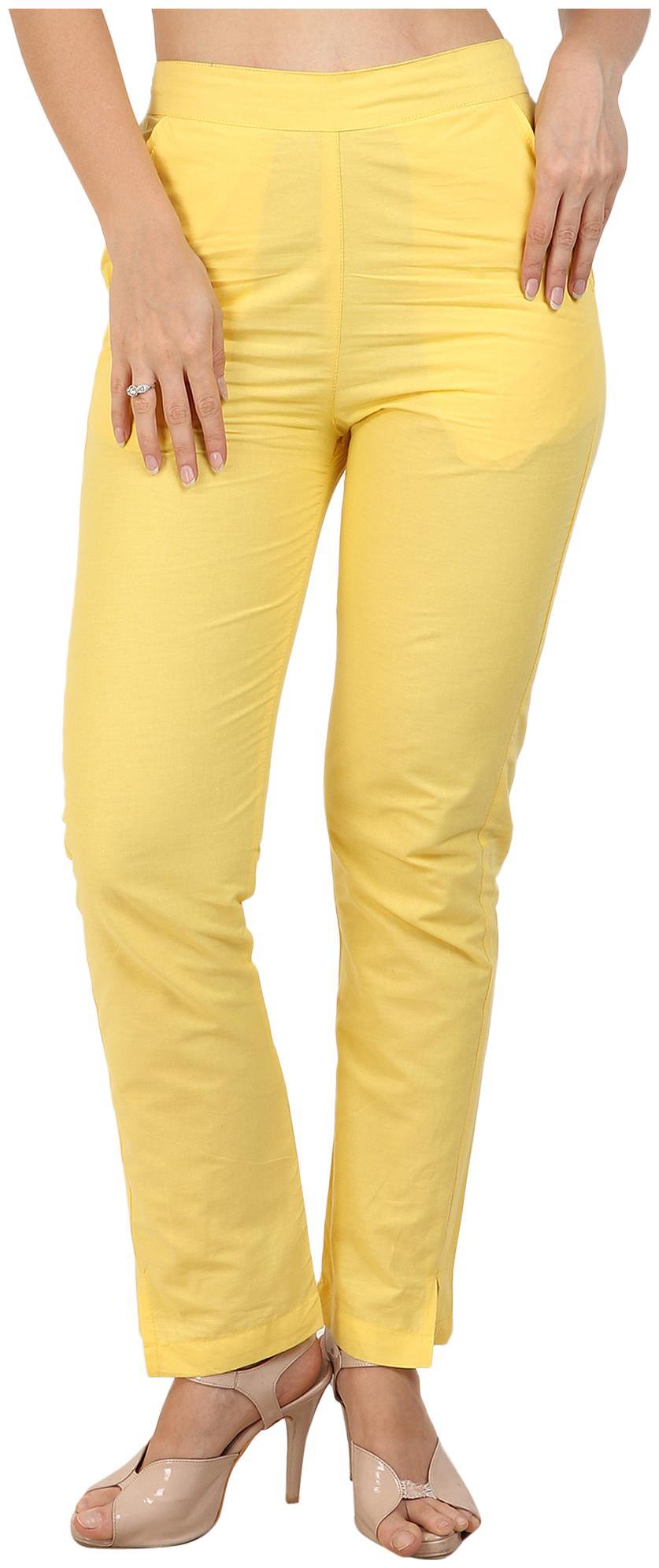 

KALAKAARI Yellow Solid Straight Palazzo