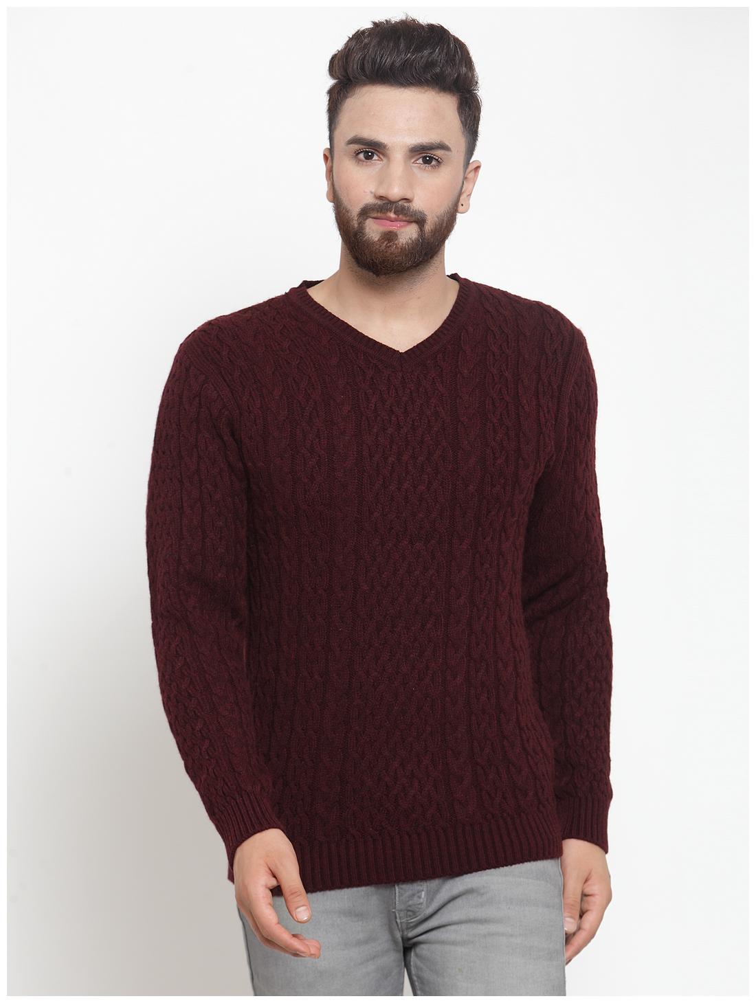 

Kalt Men Maroon V neck Pullover