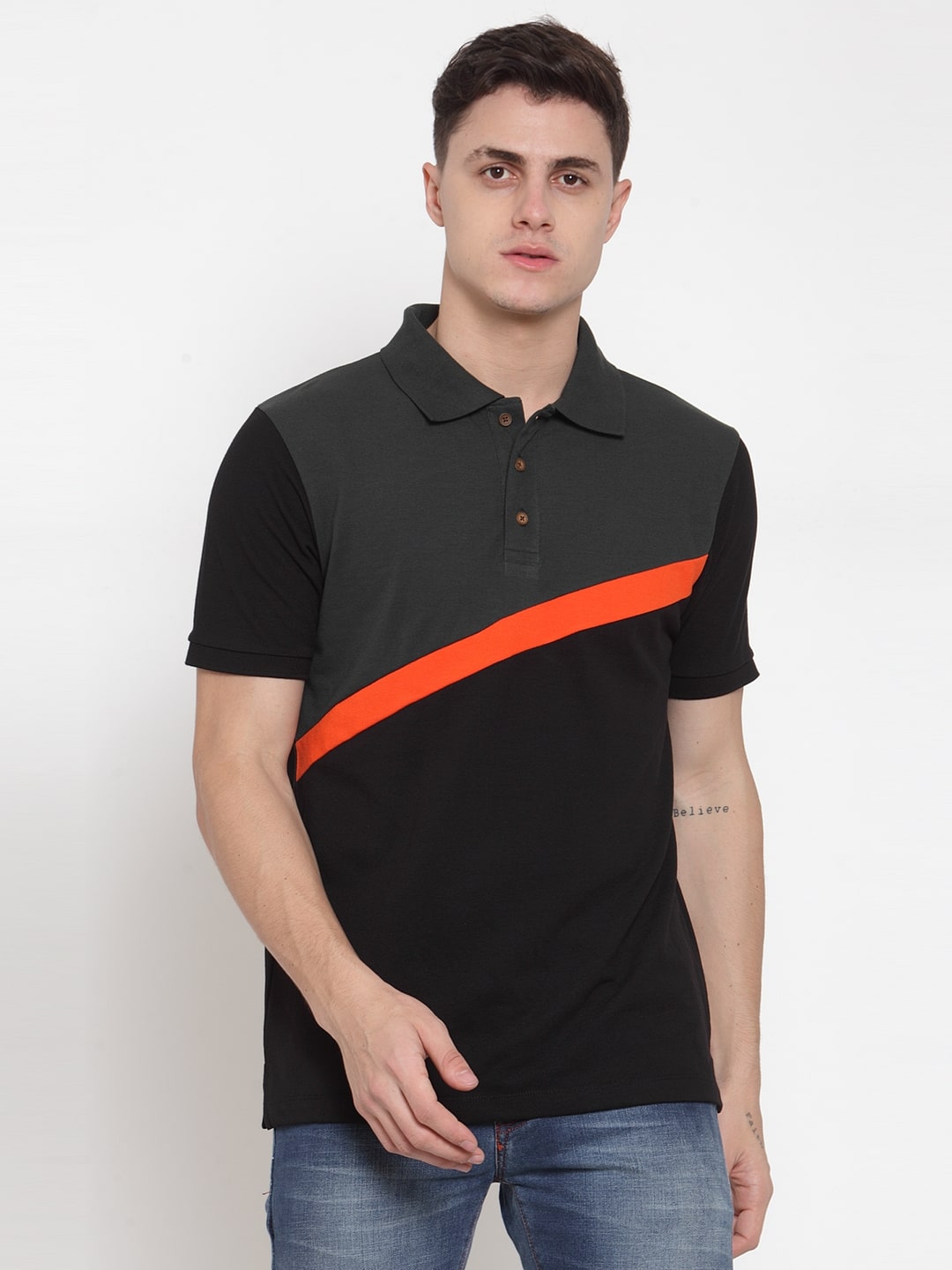 

Kalt Men Black Regular fit Cotton Blend Polo collar T-Shirt - Pack Of 1