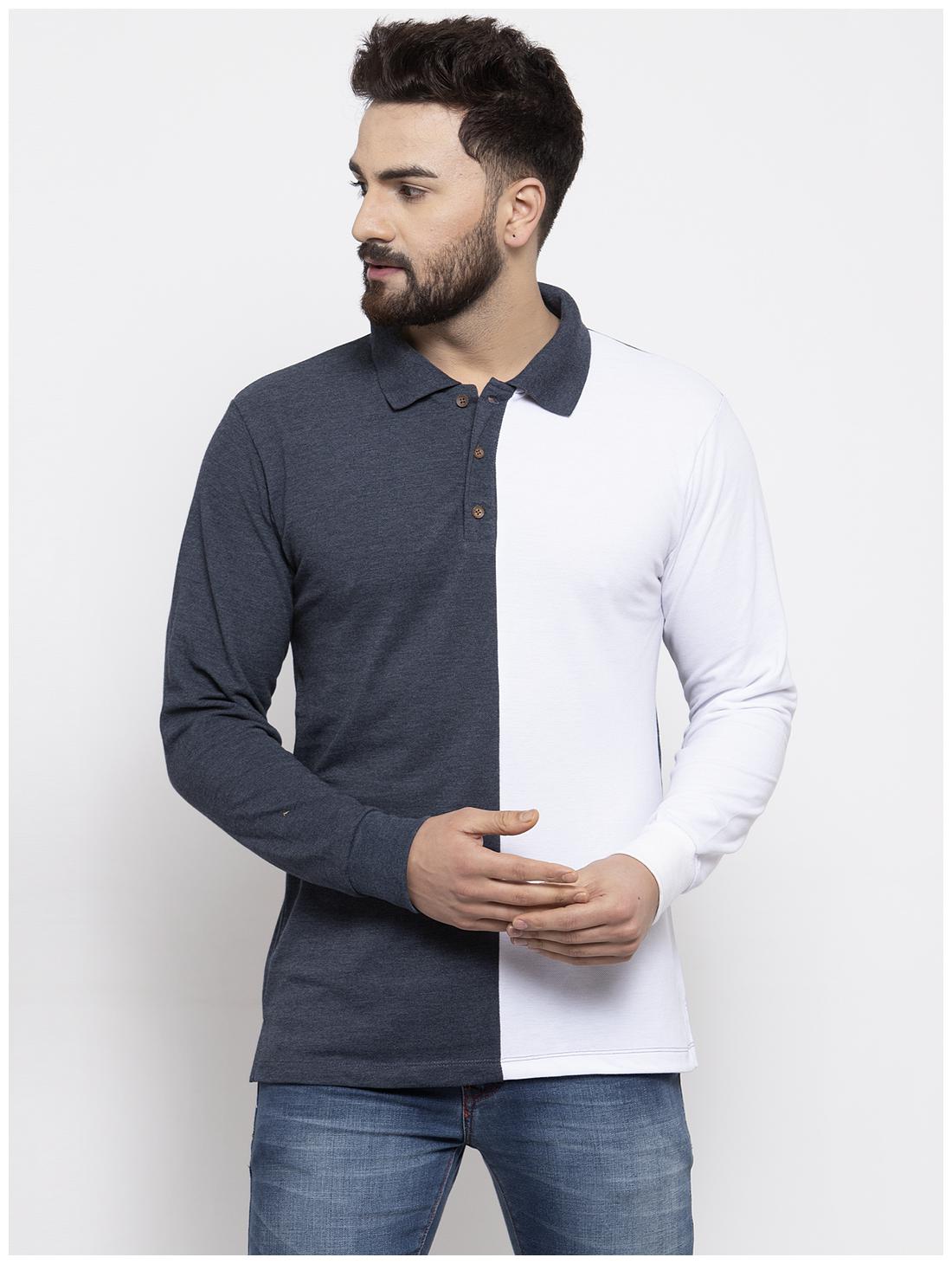 

Kalt Men Blue White Regular fit Cotton Blend Polo collar T-Shirt - Pack Of 1
