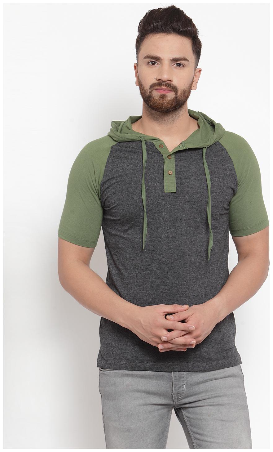 

Kalt Men Green Grey Regular fit Cotton Blend Hood T-Shirt - Pack Of 1