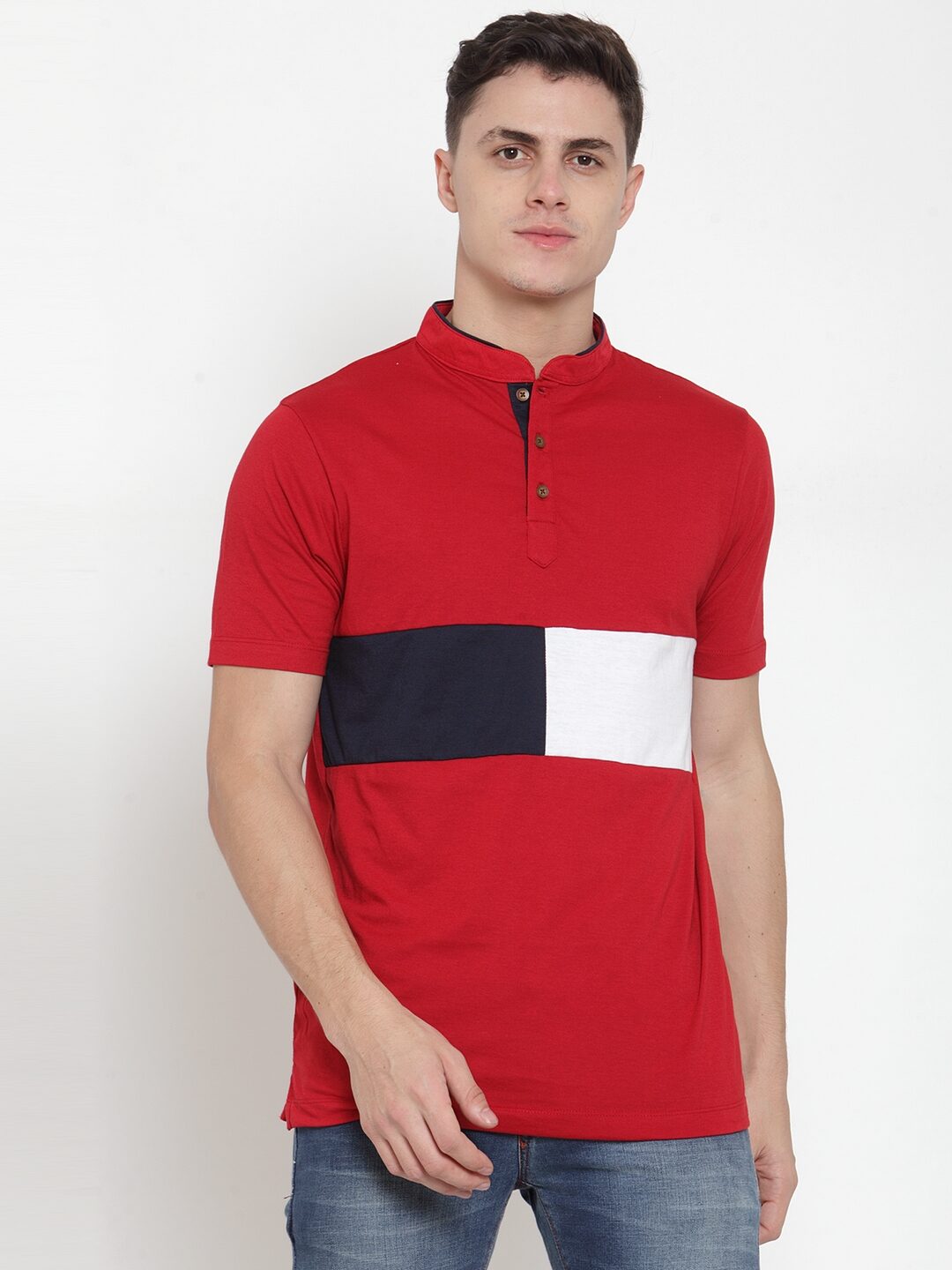 

Kalt Men Multi Regular fit Cotton Blend Mandarin collar T-Shirt - Pack Of 1