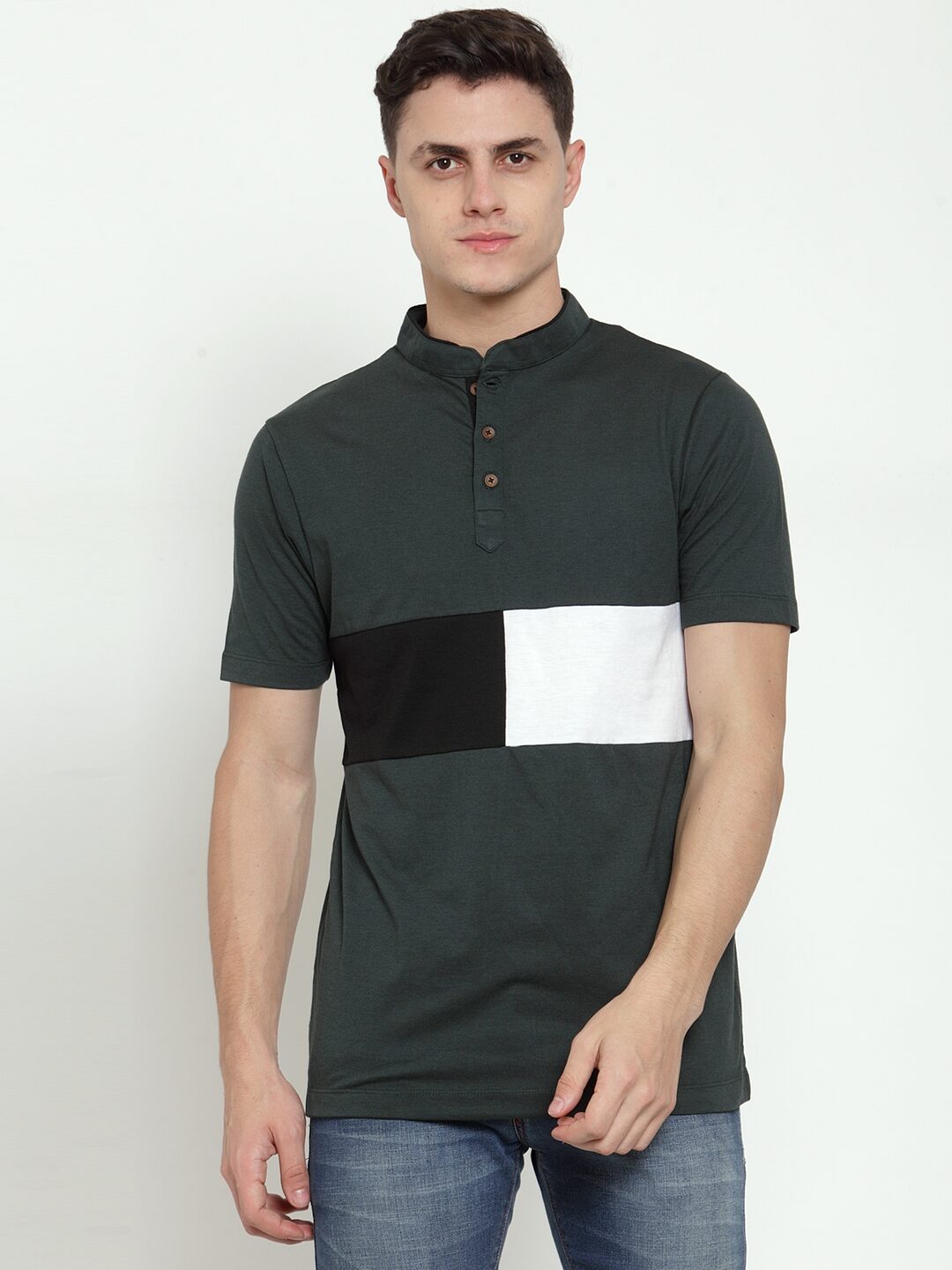

Kalt Men Multi Regular fit Cotton Blend Mandarin collar T-Shirt - Pack Of 1