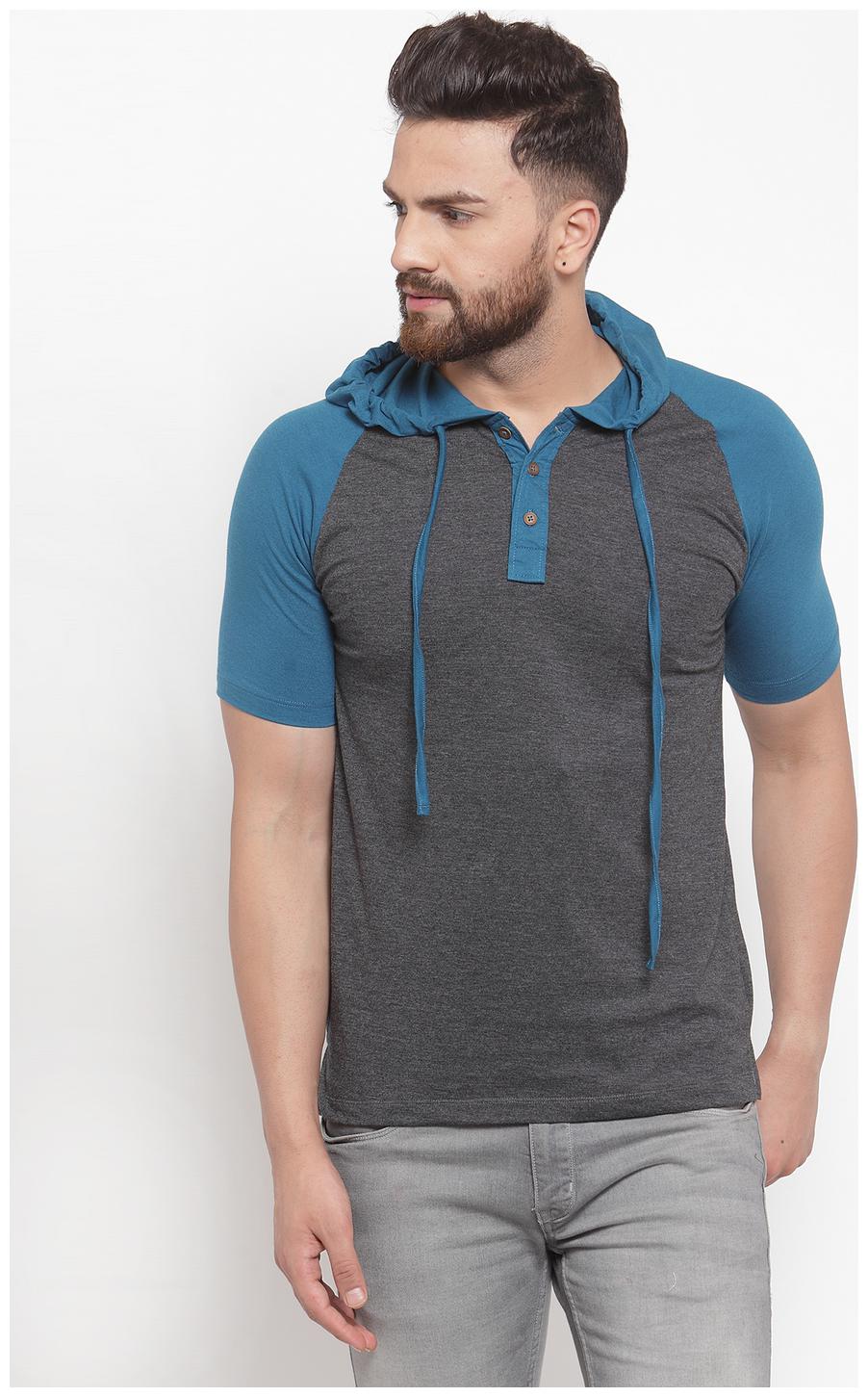 

Kalt Men Multi Regular fit Cotton Blend Hood T-Shirt - Pack Of 1