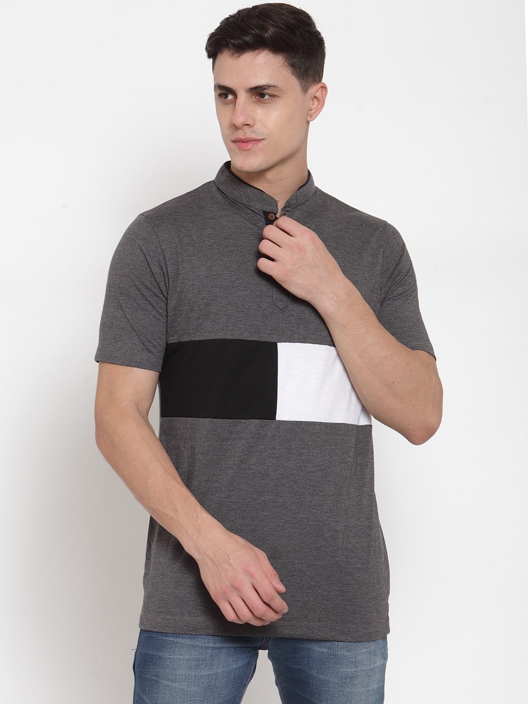 

Kalt Men Multi Regular fit Cotton Blend Mandarin collar T-Shirt - Pack Of 1