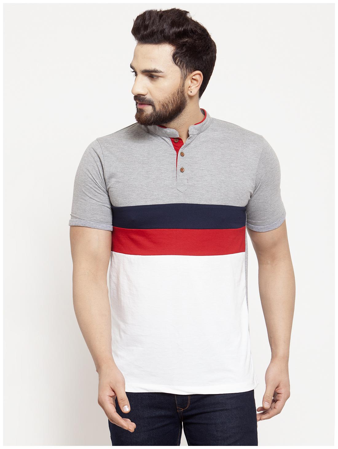 

Kalt Men Multi Regular fit Cotton Blend Mandarin collar T-Shirt - Pack Of 1