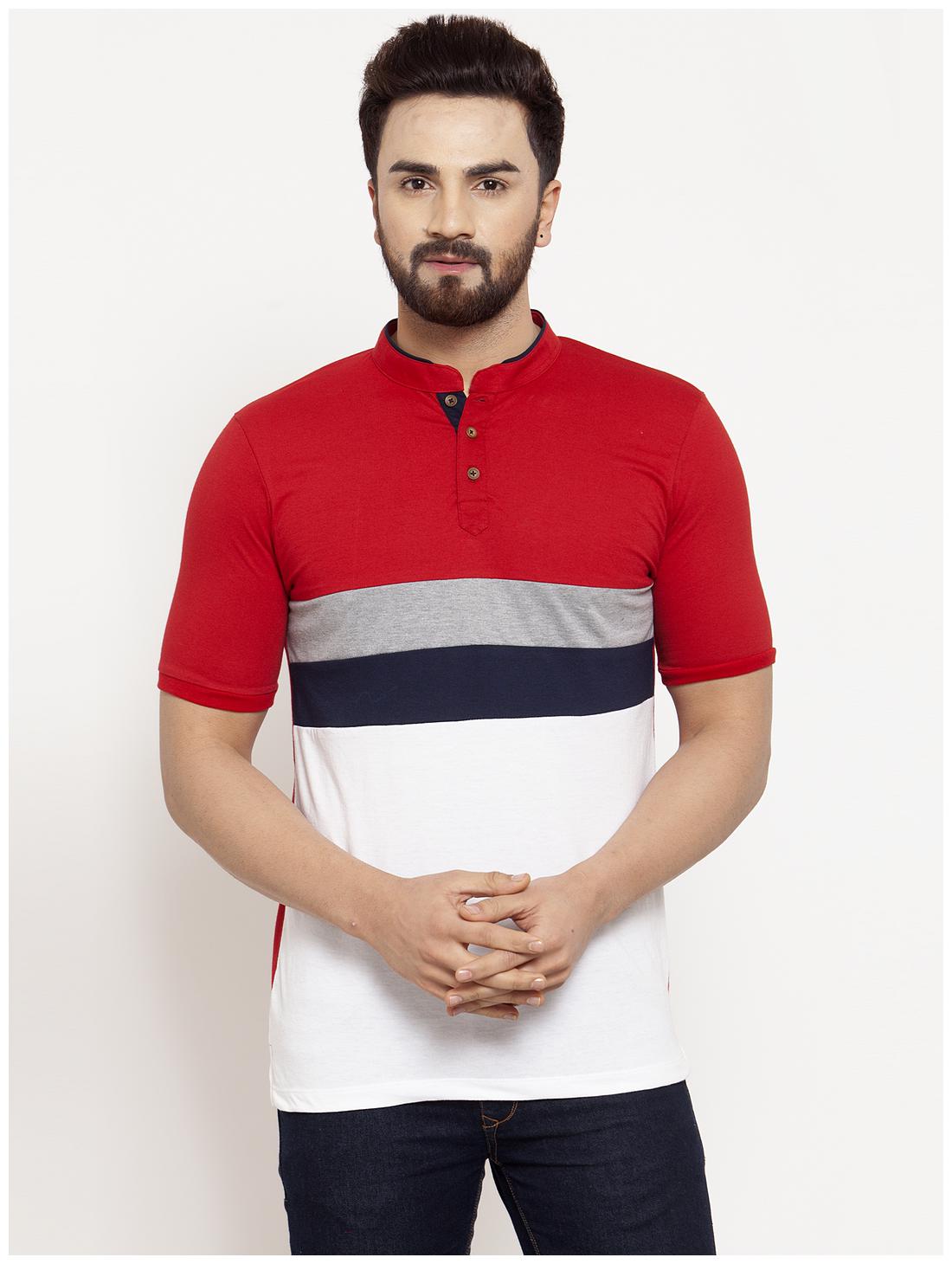 

Kalt Men Multi Regular fit Cotton Blend Mandarin collar T-Shirt - Pack Of 1