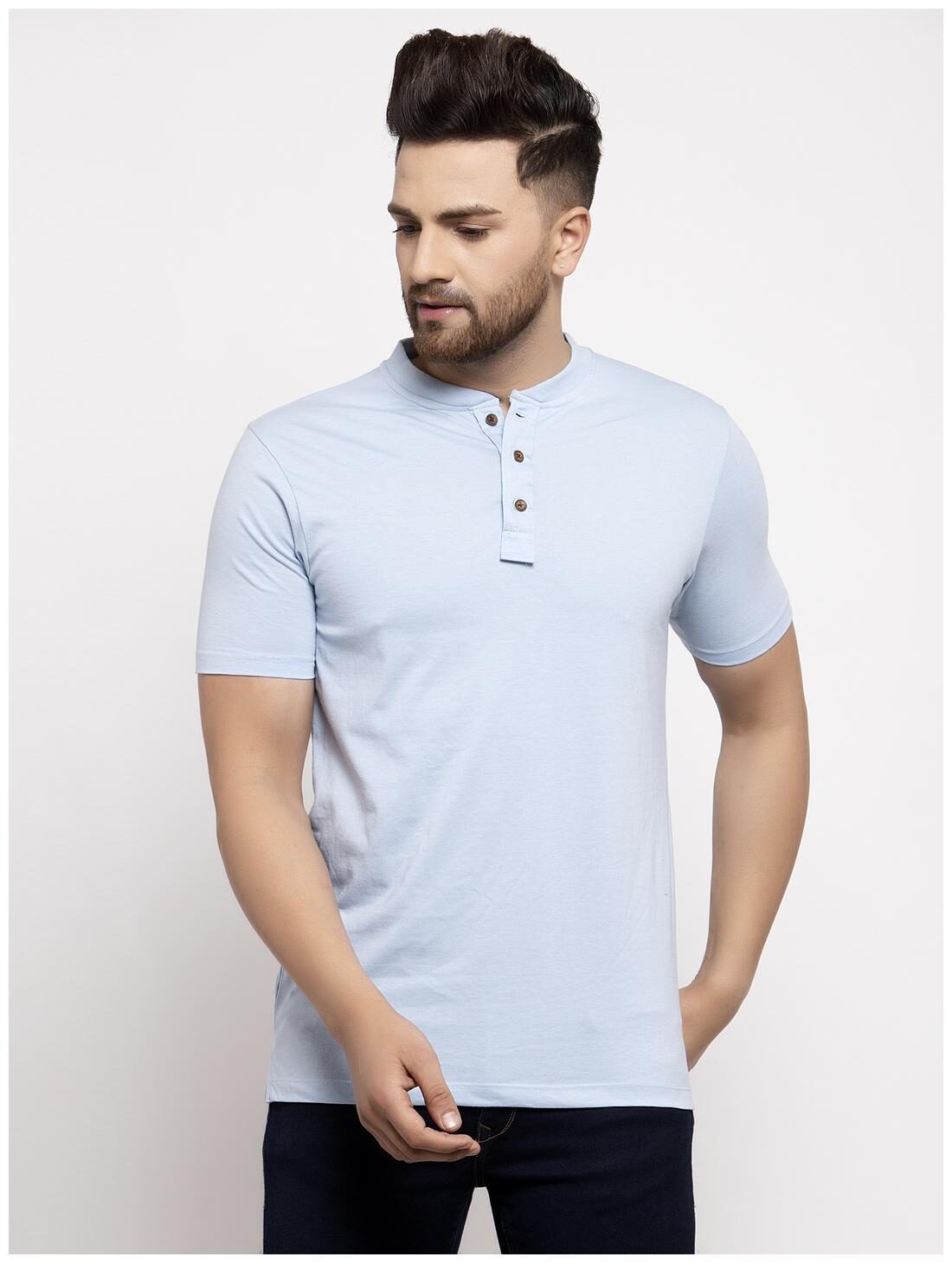 

Kalt Men Blue Regular fit Cotton Blend Henley neck T-Shirt - Pack Of 1