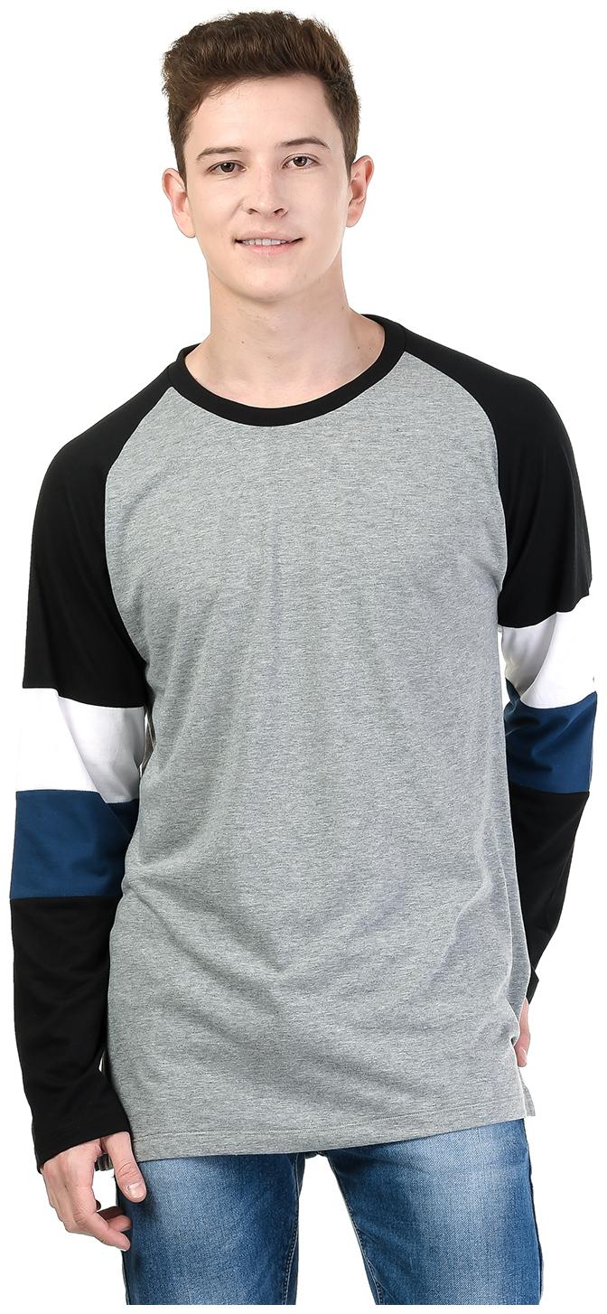 

Kalt Men Light Grey Colour Full Sleeves Round Neck Cotton Blend T-Shirt