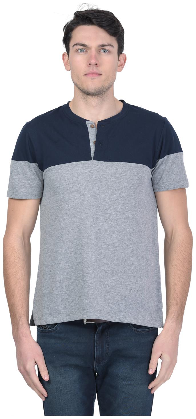 

Kalt Men s Dual Colour Half Sleeves Henley Neck Cotton Blend T-Shirt