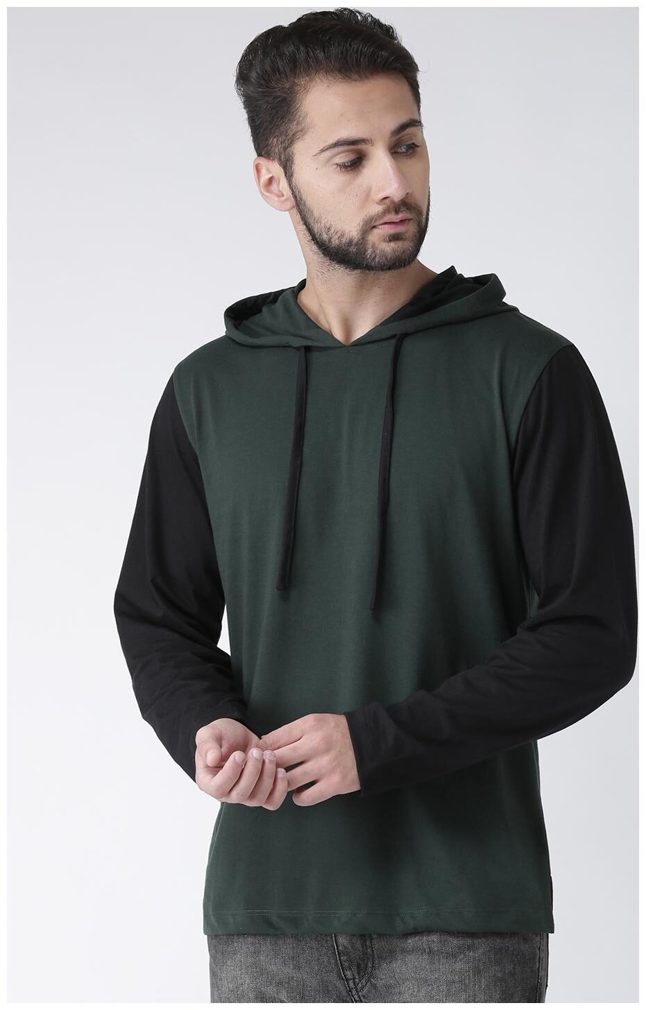 

Kalt Men s Dual Colour Full Sleeves Cotton Blend Hoodie