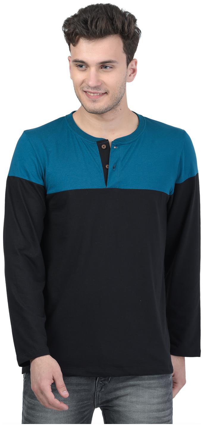 

Kalt Men s Dual Colour Full Sleeves Henley Neck Cotton Blend T-Shirt