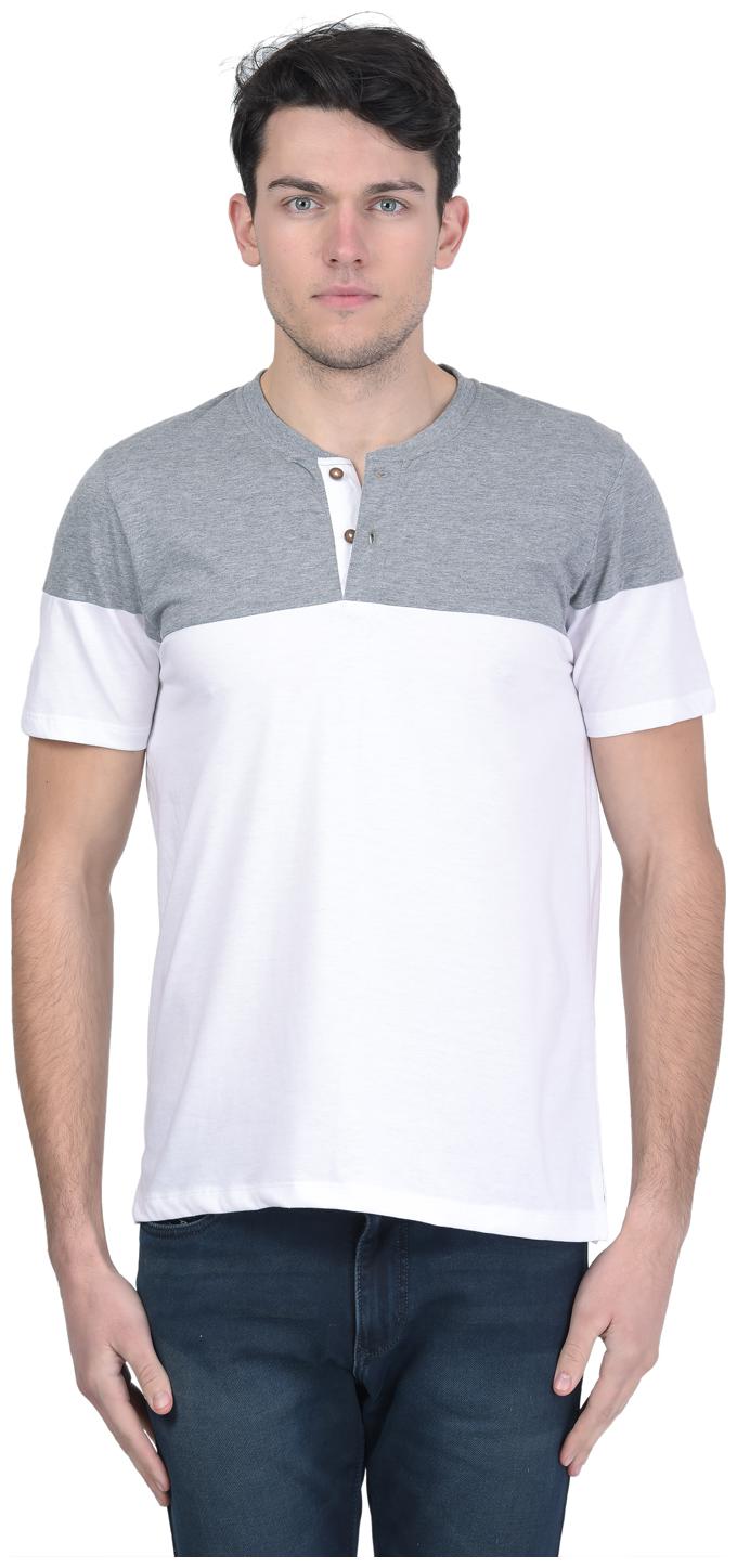 

Kalt Men s Dual Colour Half Sleeves Henley Neck Cotton Blend T-Shirt