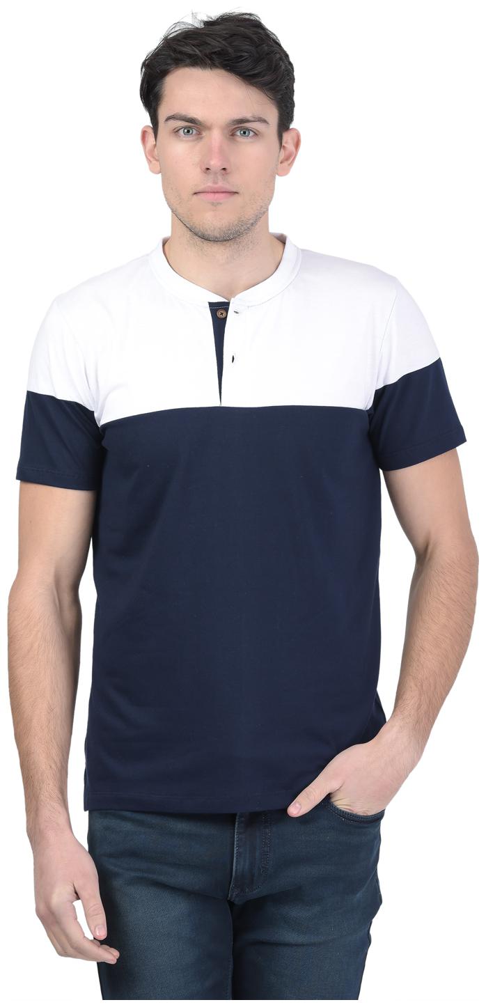 

Kalt Men s Dual Colour Half Sleeves Henley Neck Cotton Blend T-Shirt