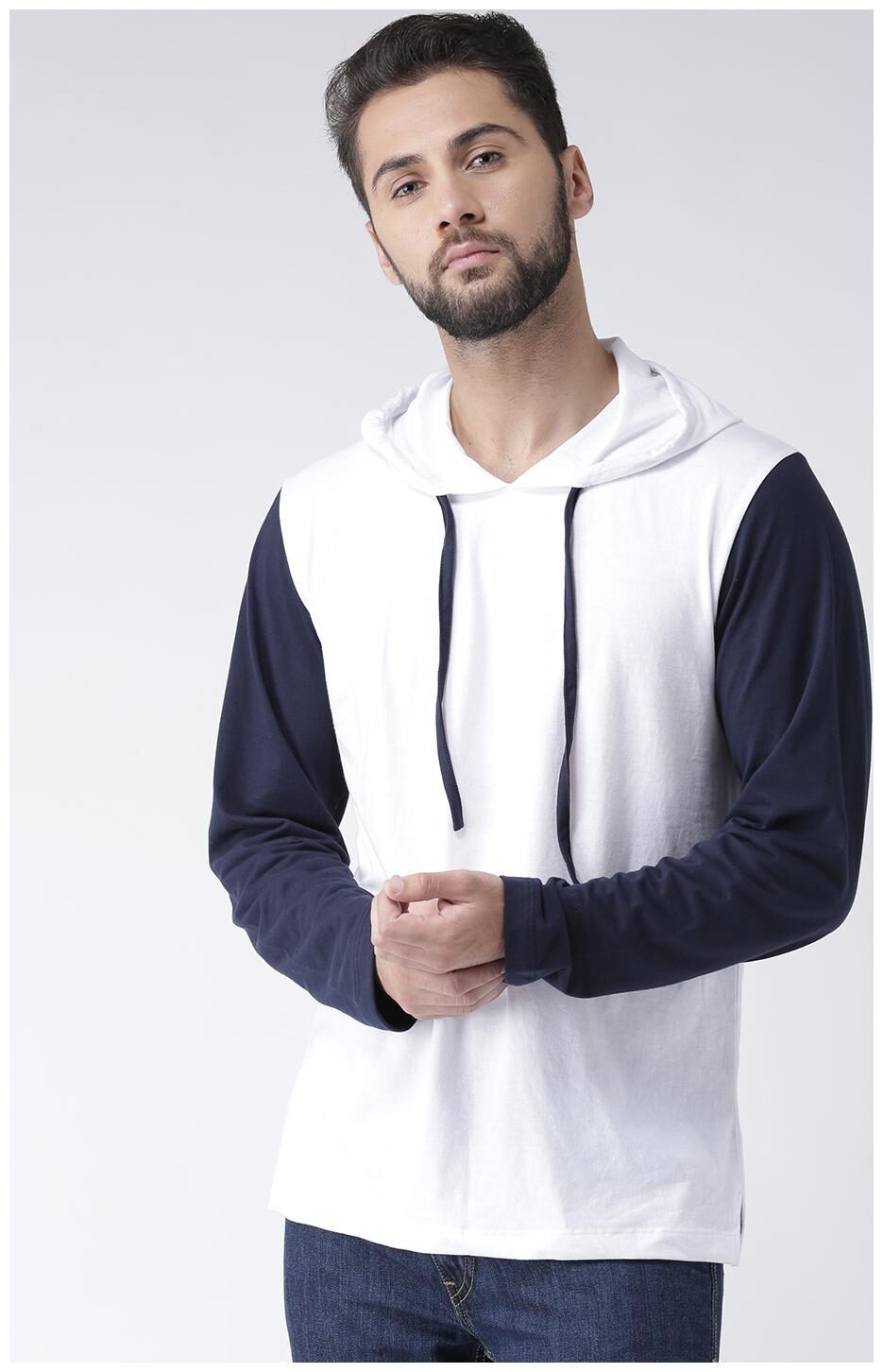 

Kalt Men s Dual Colour Full Sleeves Cotton Blend Hoodie