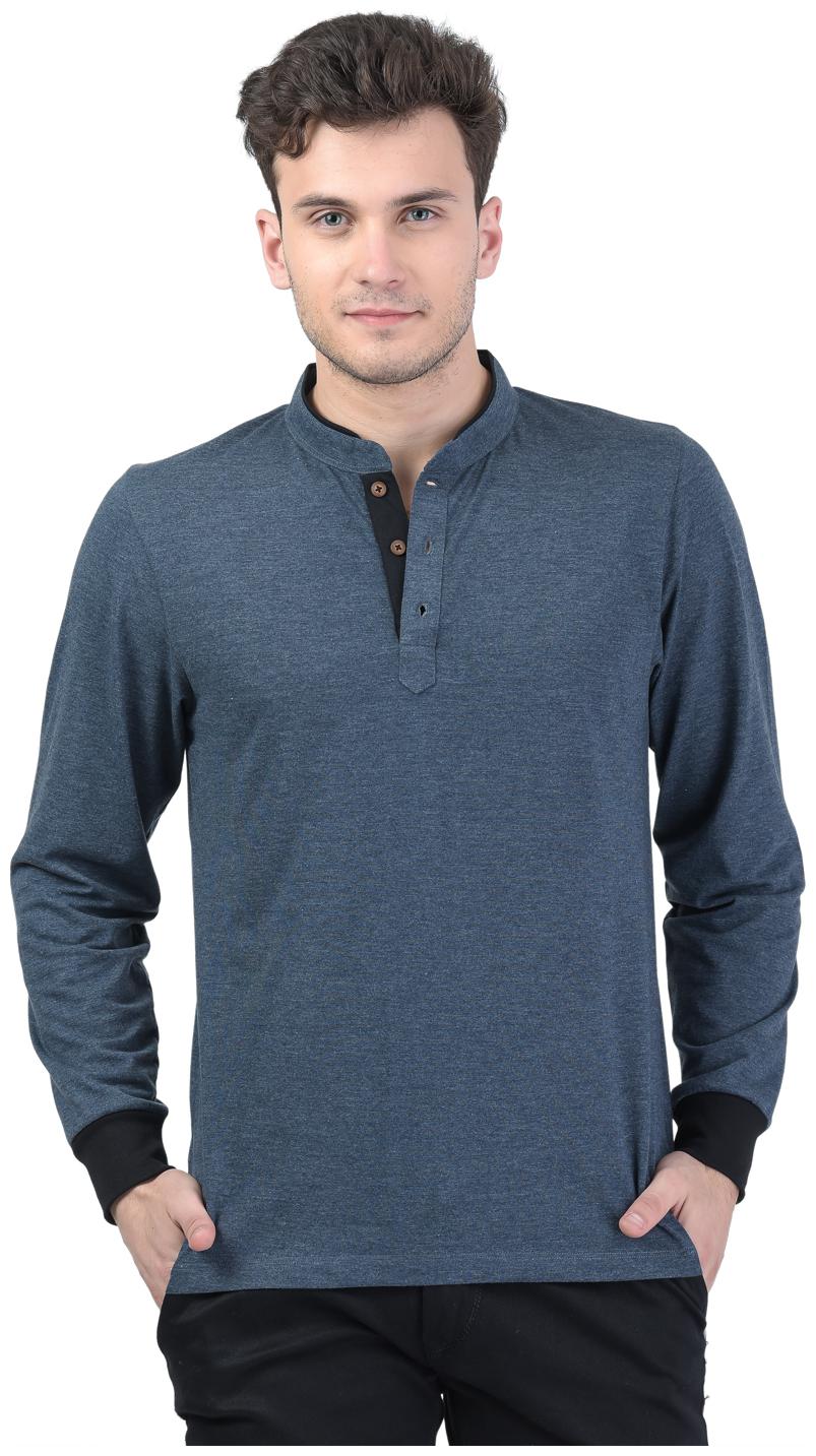 

Kalt Men Blue Regular fit Cotton Blend Mandarin collar T-Shirt - Pack Of 1