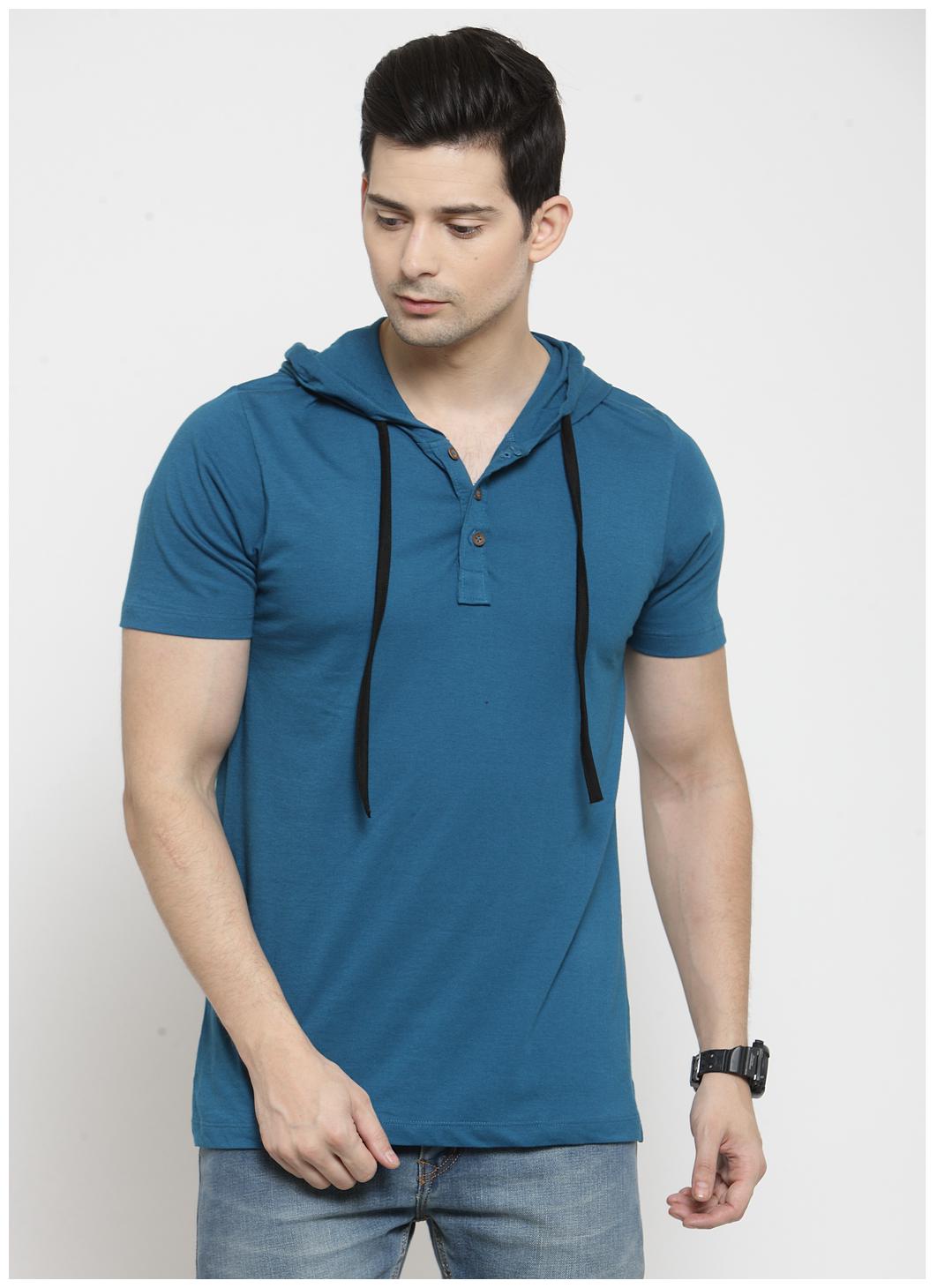 

Kalt Men Blue Regular fit Cotton Blended Hood T-Shirt - Pack Of 1