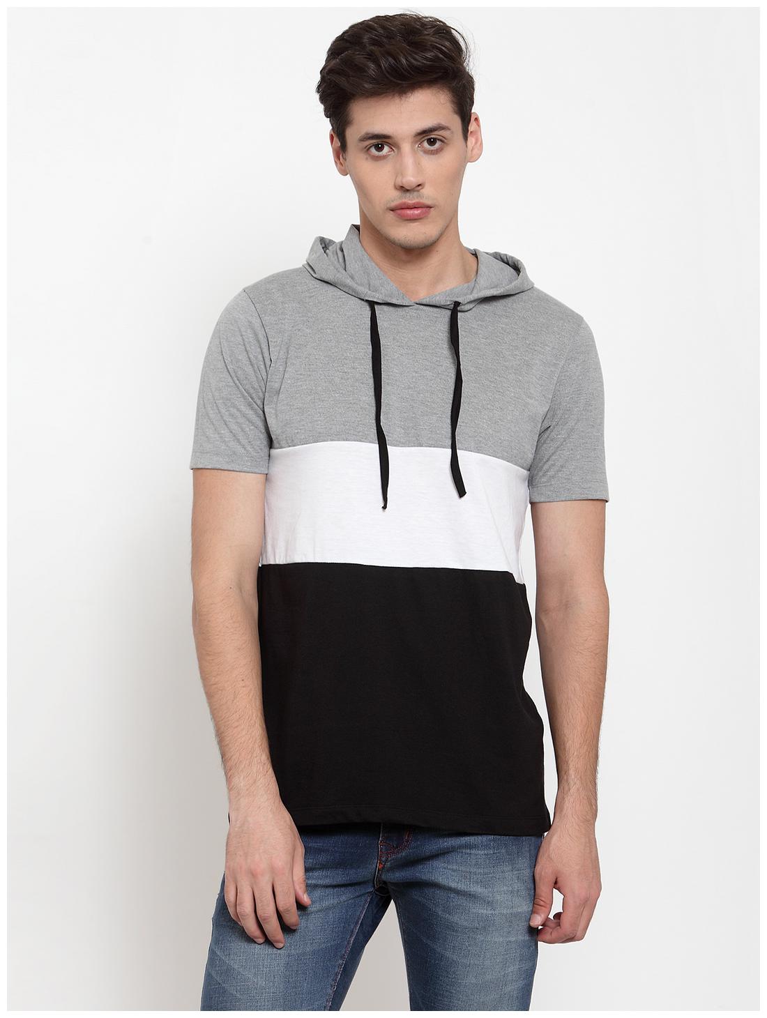 

Kalt Men Grey White Regular fit Cotton Blend Hood T-Shirt - Pack Of 1