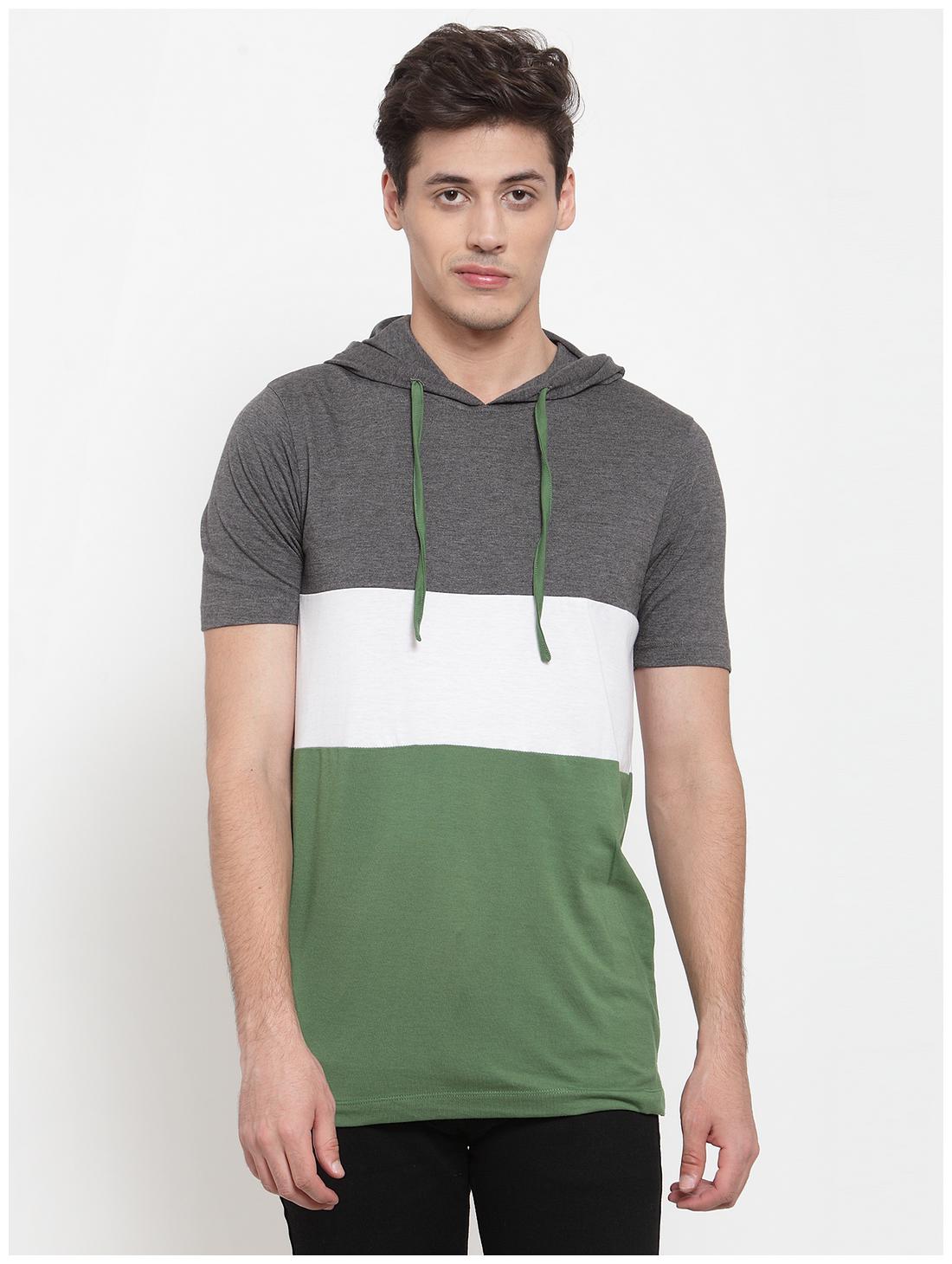 

Kalt Men Green White Regular fit Cotton Blend Hood T-Shirt - Pack Of 1