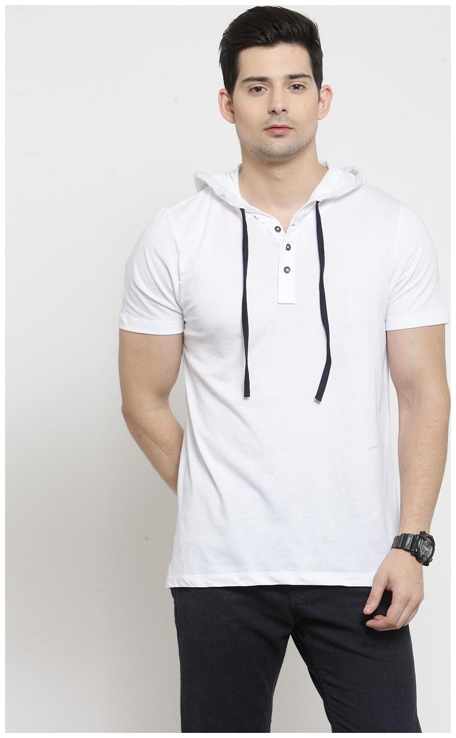 

Kalt Men White Regular fit Cotton Blended Hood T-Shirt - Pack Of 1