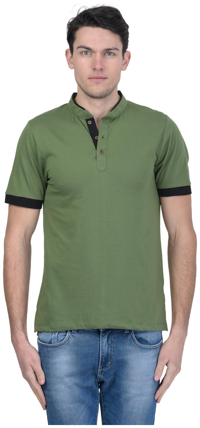 

Kalt Men Green Regular fit Cotton Blend Mandarin collar T-Shirt - Pack Of 1
