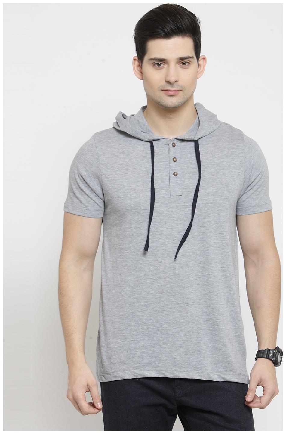 

Kalt Men Grey Regular fit Cotton Blended Hood T-Shirt - Pack Of 1
