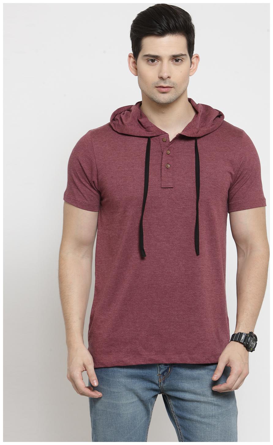 

Kalt Men Maroon Regular fit Cotton Blended Hood T-Shirt - Pack Of 1