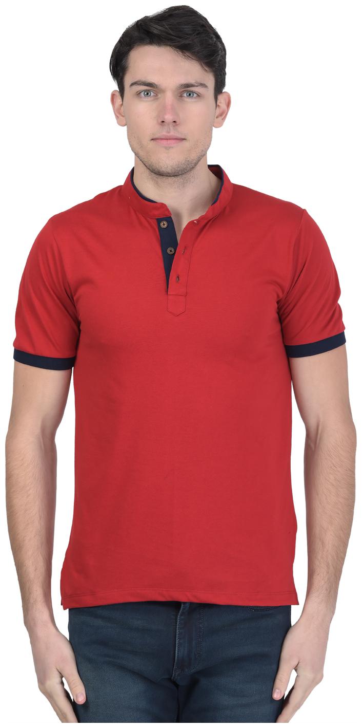 

Kalt Men s Half Sleeves Cotton Blend Mandarin Collar T-Shirt