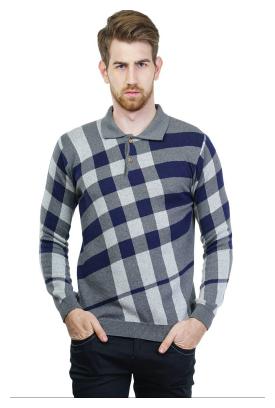 

Kalt Men s Polo Neck Full Sleeves Jacquard Cotton Autumn Winter T-Shirt