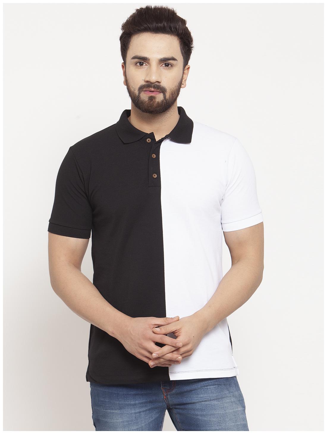 

Kalt Men Black White Regular fit Cotton Blend Polo collar T-Shirt - Pack Of 1