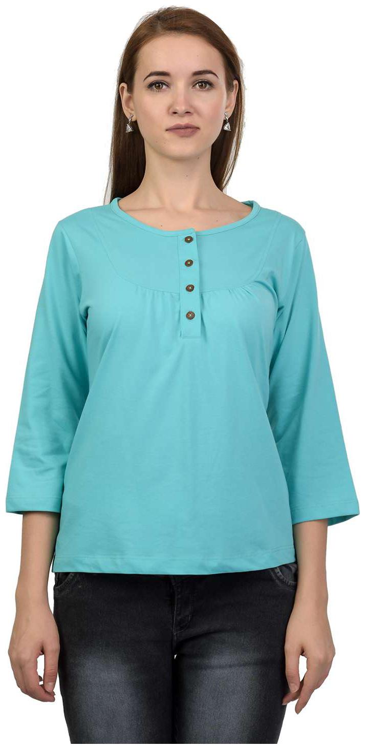 

Kalt Woman s 3 4th Sleeves Henley Neck Cotton Blend T-Shirt
