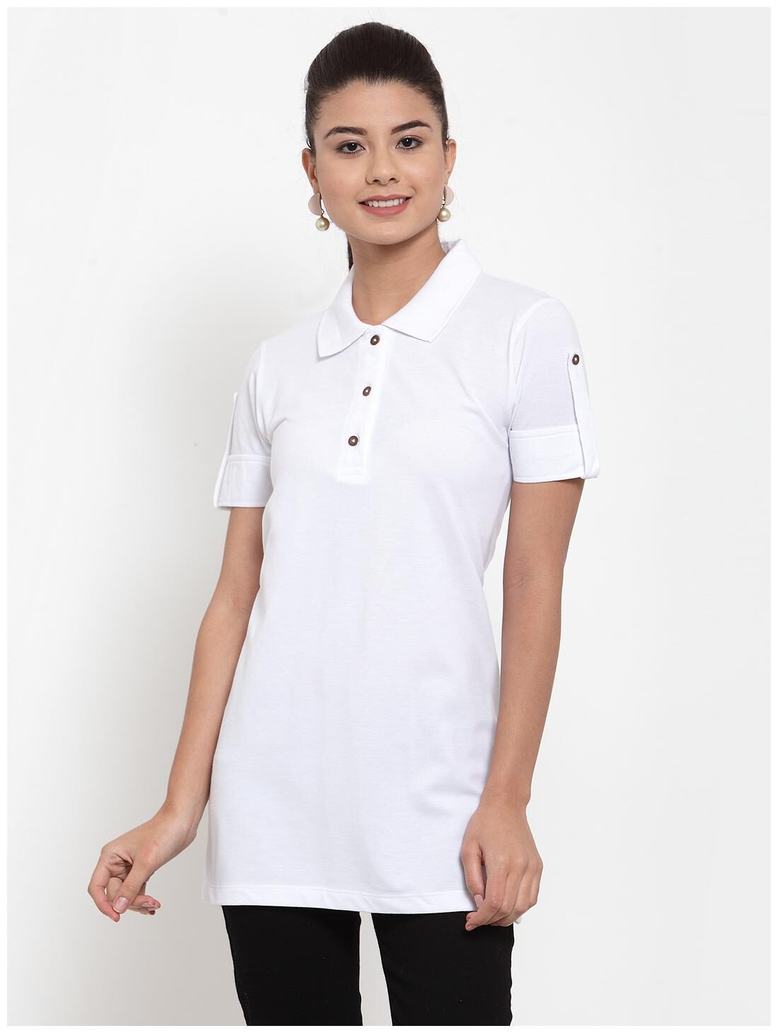

Kalt Women Blended Solid White Tunic