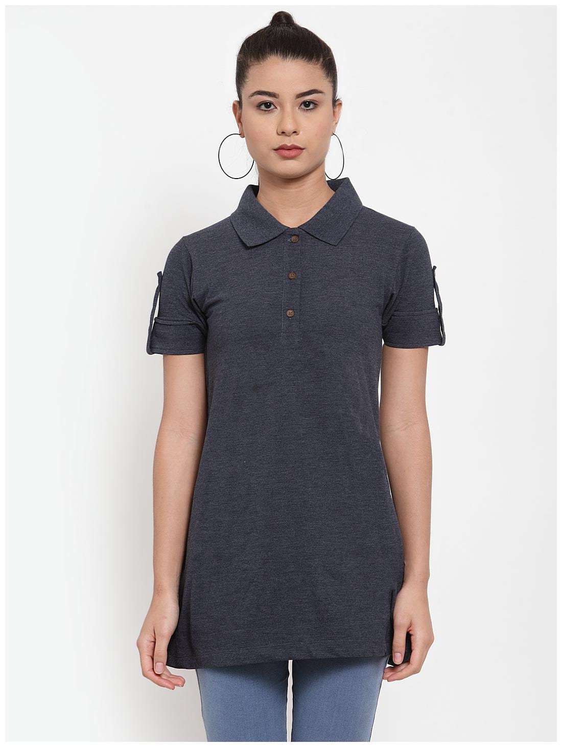 

Kalt Women Blended Solid Grey Tunic