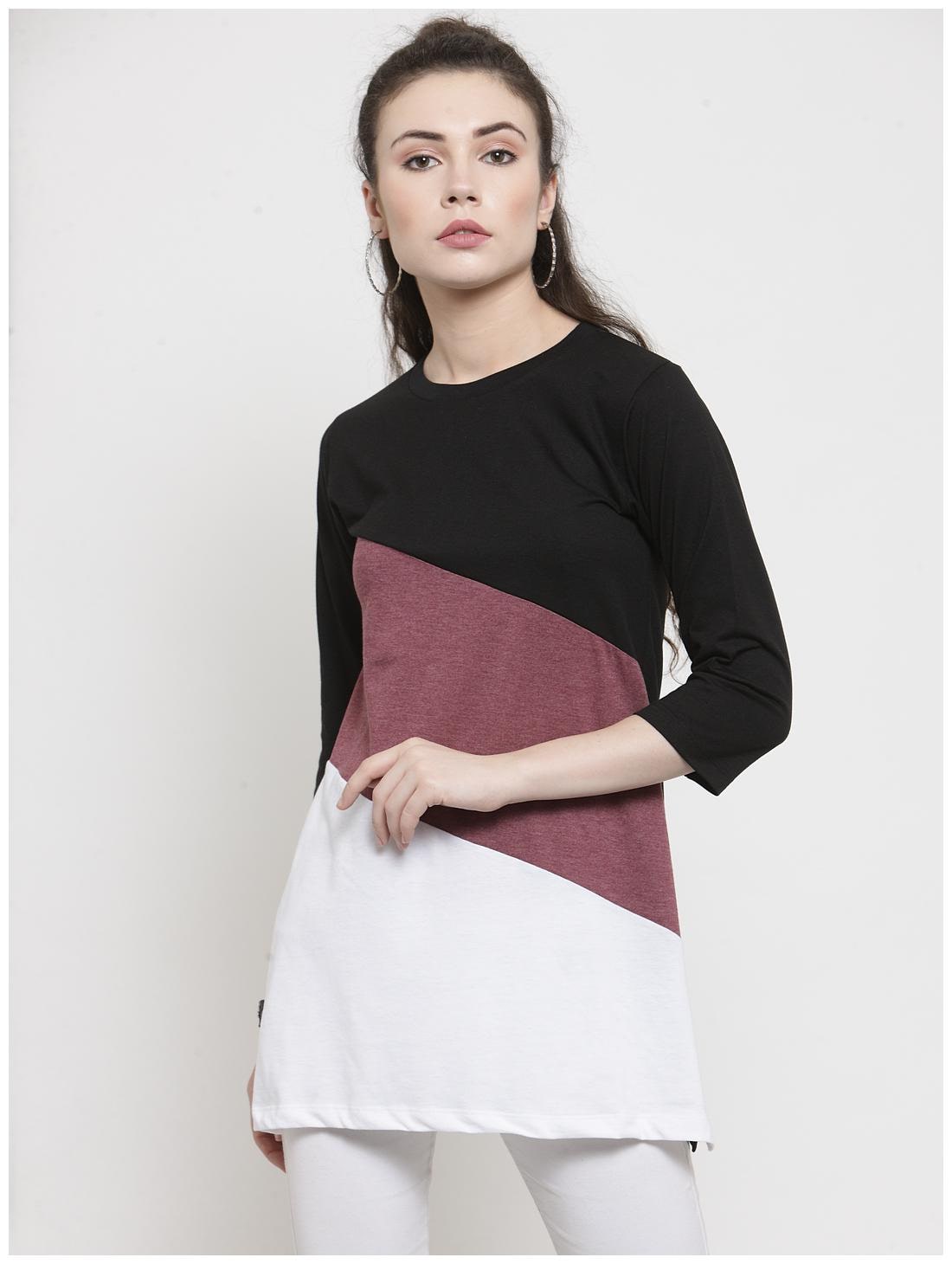 

Kalt Women Blended Colorblocked Tops Tunics Multi