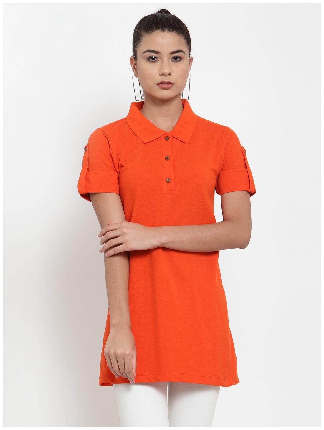 

Kalt Women Blended Solid Orange Tunic