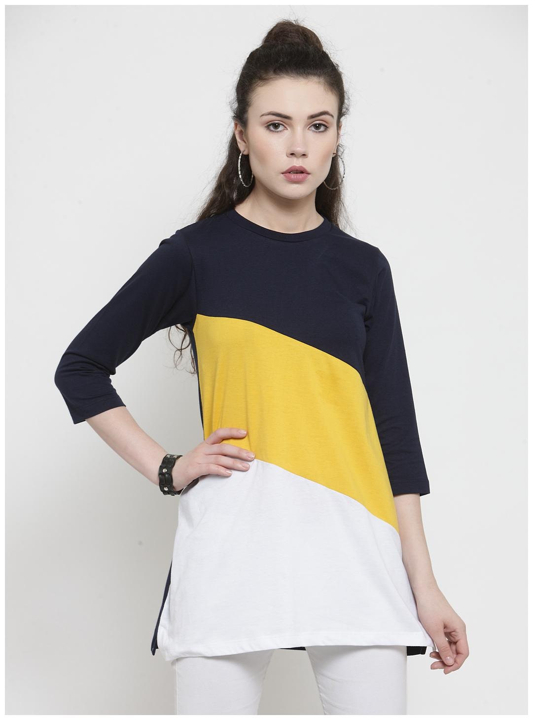 

Kalt Women Blended Striped Tops Tunics Multi