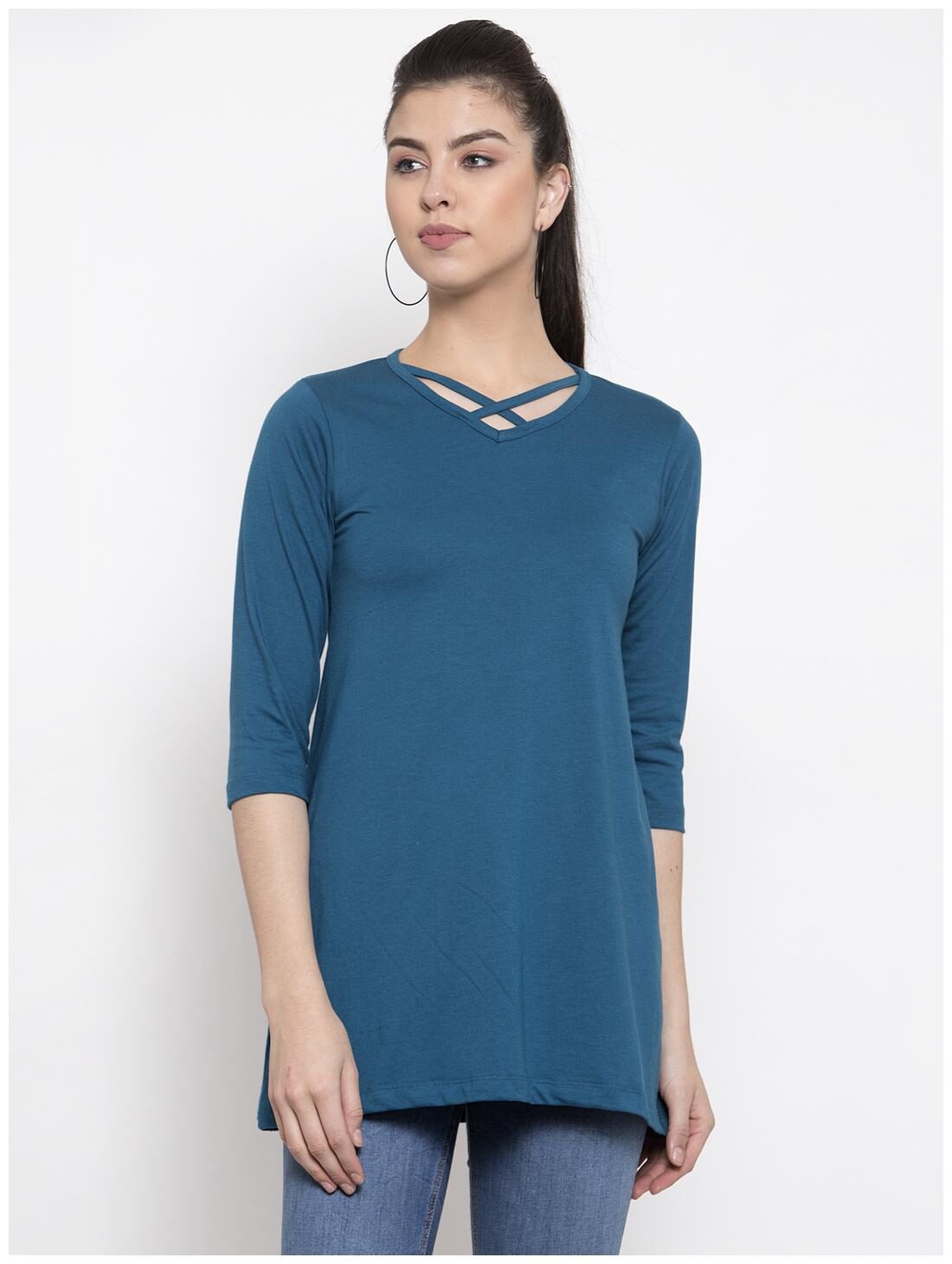 

Kalt Women Cotton Blend Regular Tunic -Blue