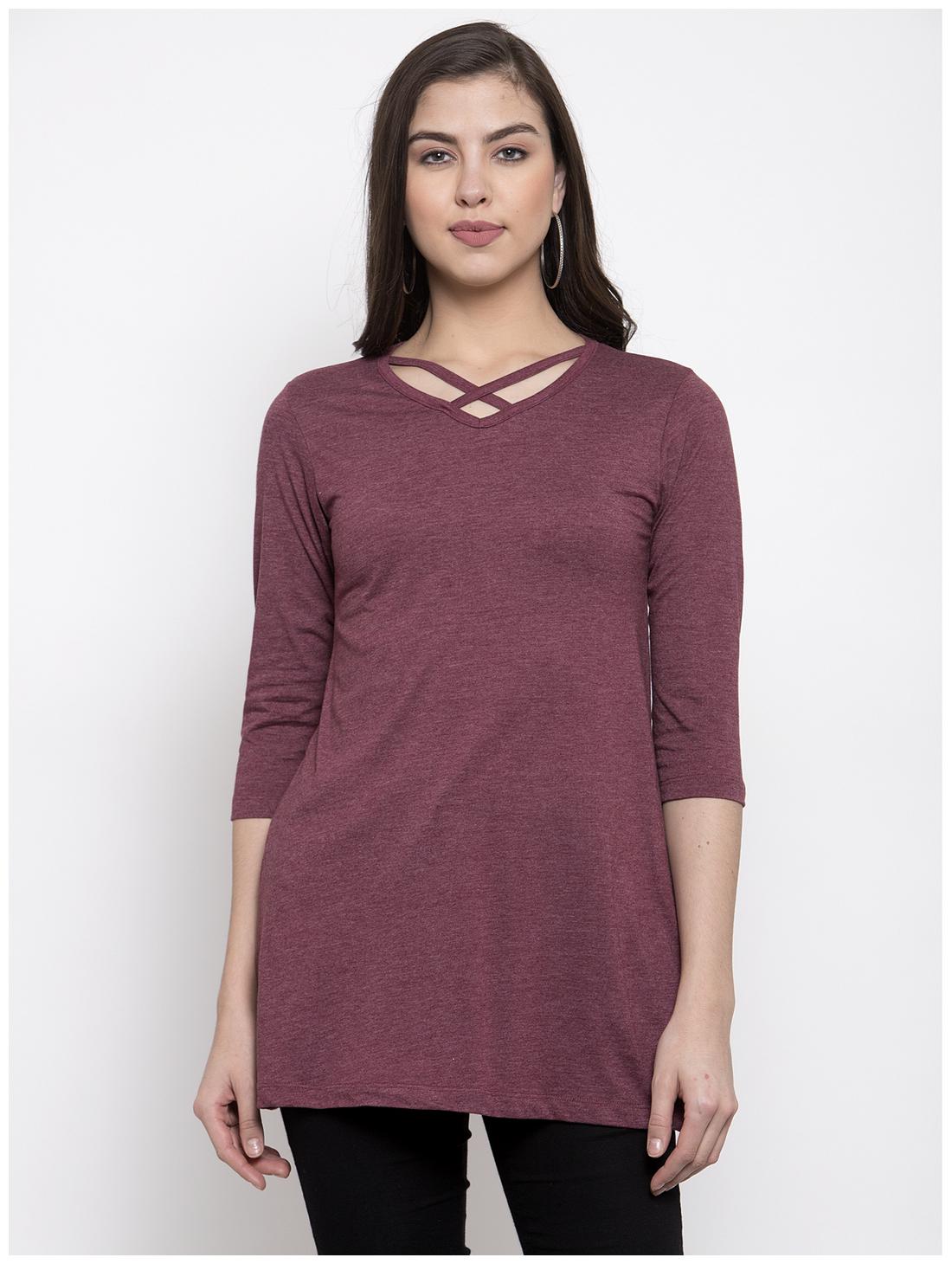 

Kalt Women Cotton Blend Regular Tunic -Maroon