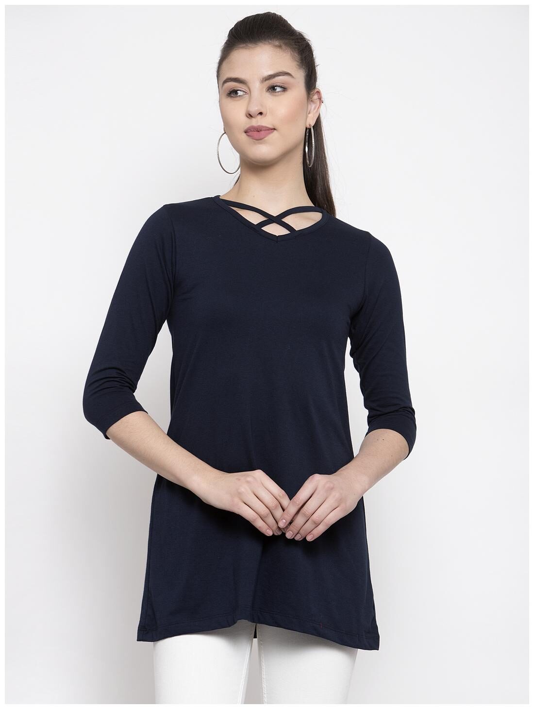 

Kalt Women Cotton Blend Regular Tunic -Blue