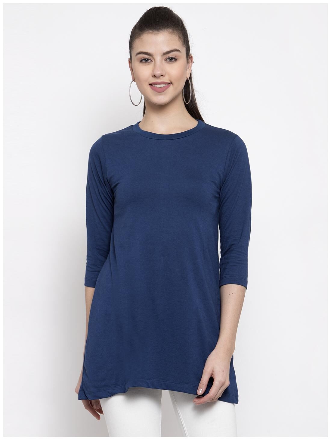 

Kalt Women Cotton Blend Regular Tunic Blue