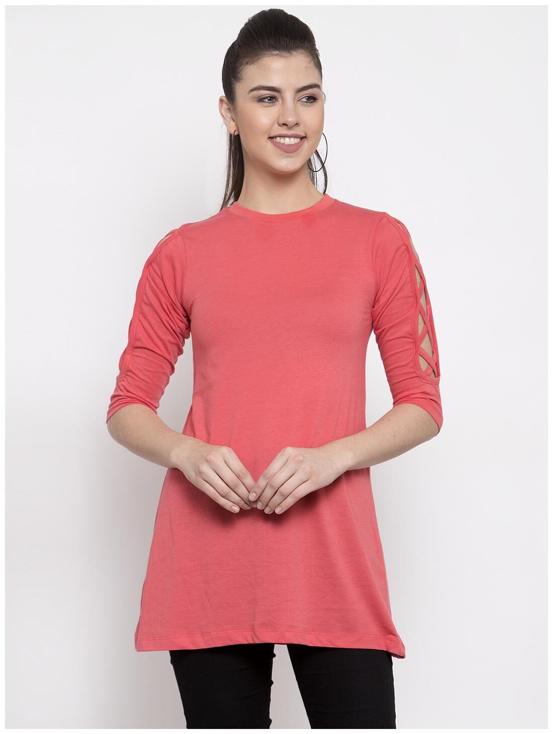 

Kalt Women Solid Regular tunic - Peach