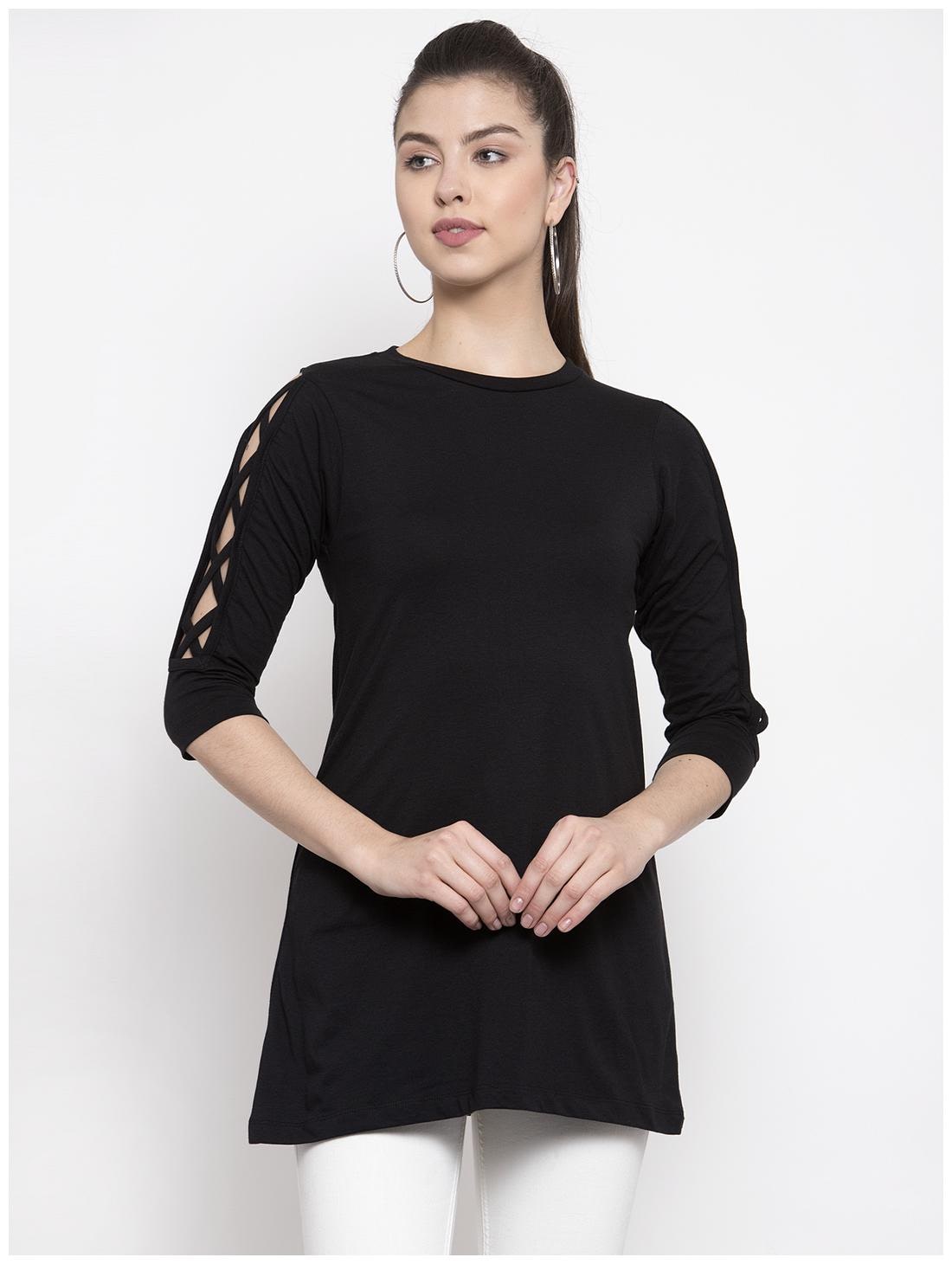 

Kalt Women Solid Regular tunic - Black