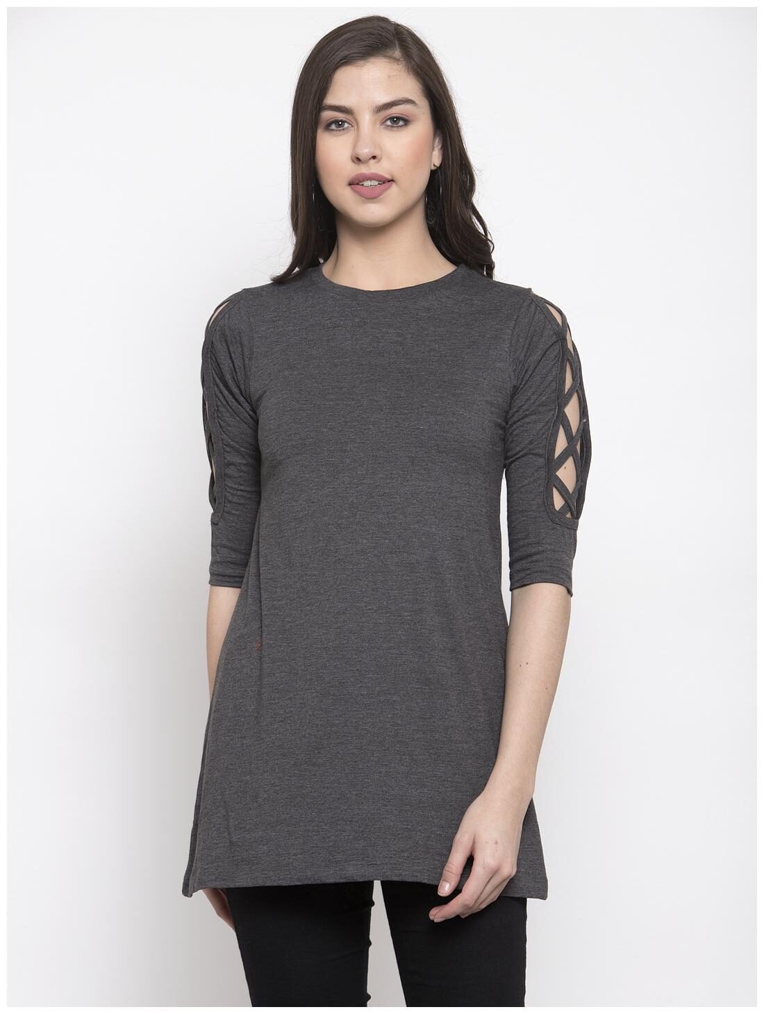

Kalt Women Solid Regular tunic - Grey