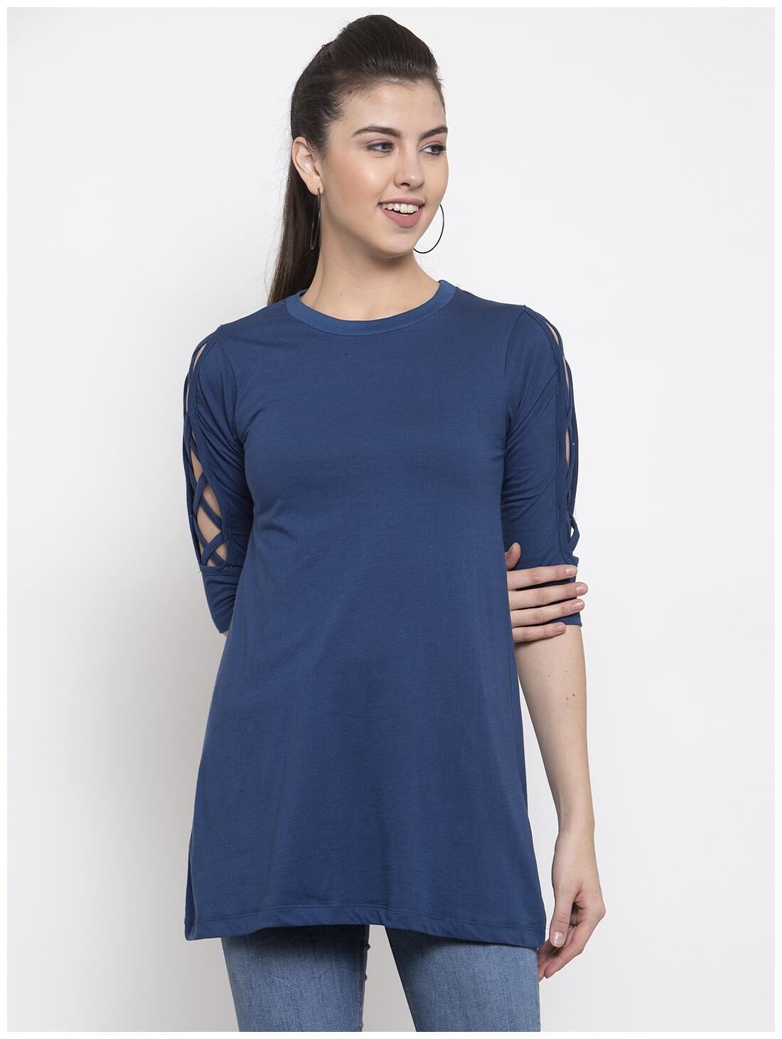 

Kalt Women Solid Regular tunic - Blue